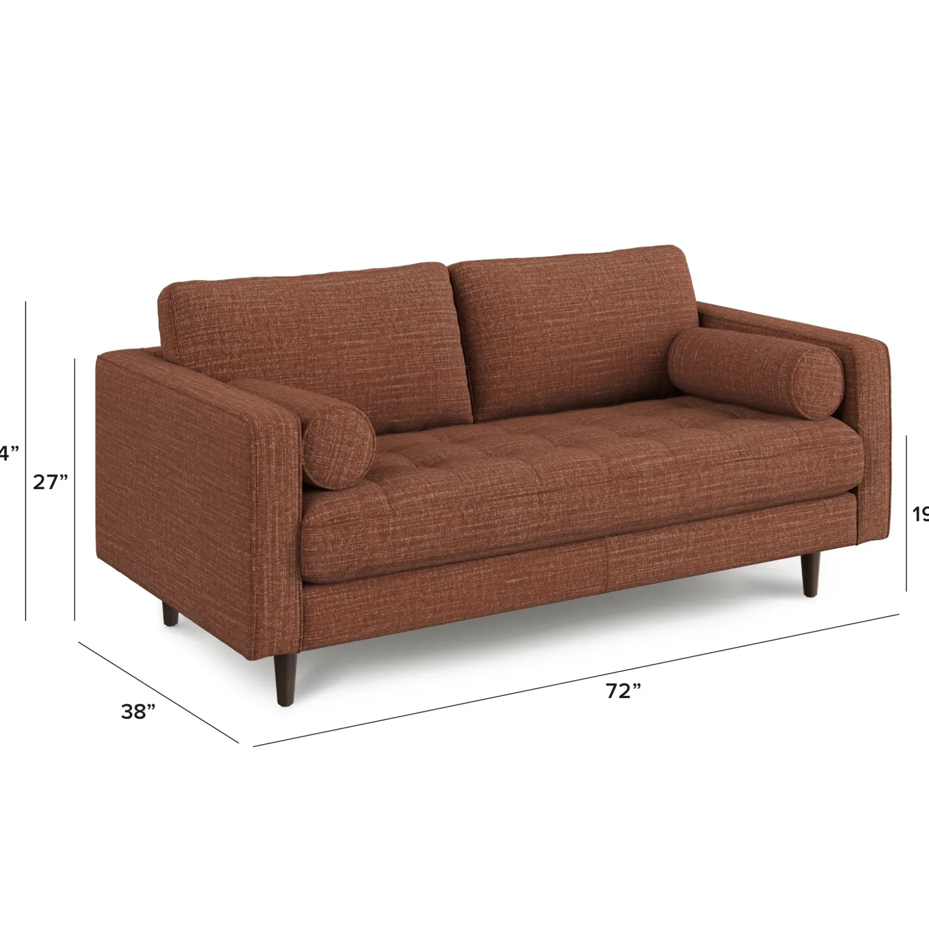 Sven 72" Tufted Loveseat - Napa Rust
