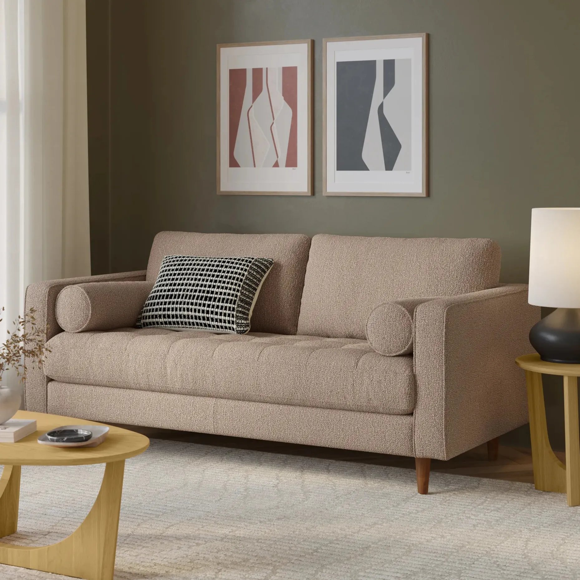 Sven 72" Tufted Loveseat - Sandstone Wool Bouclé