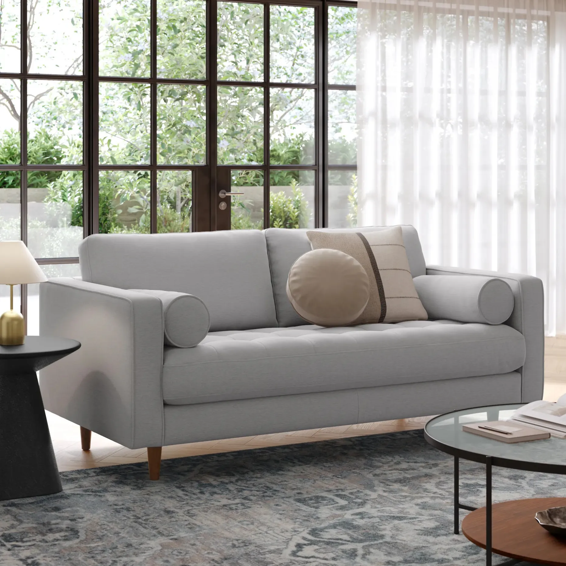 Sven 72" Tufted Loveseat - Silver Ivory
