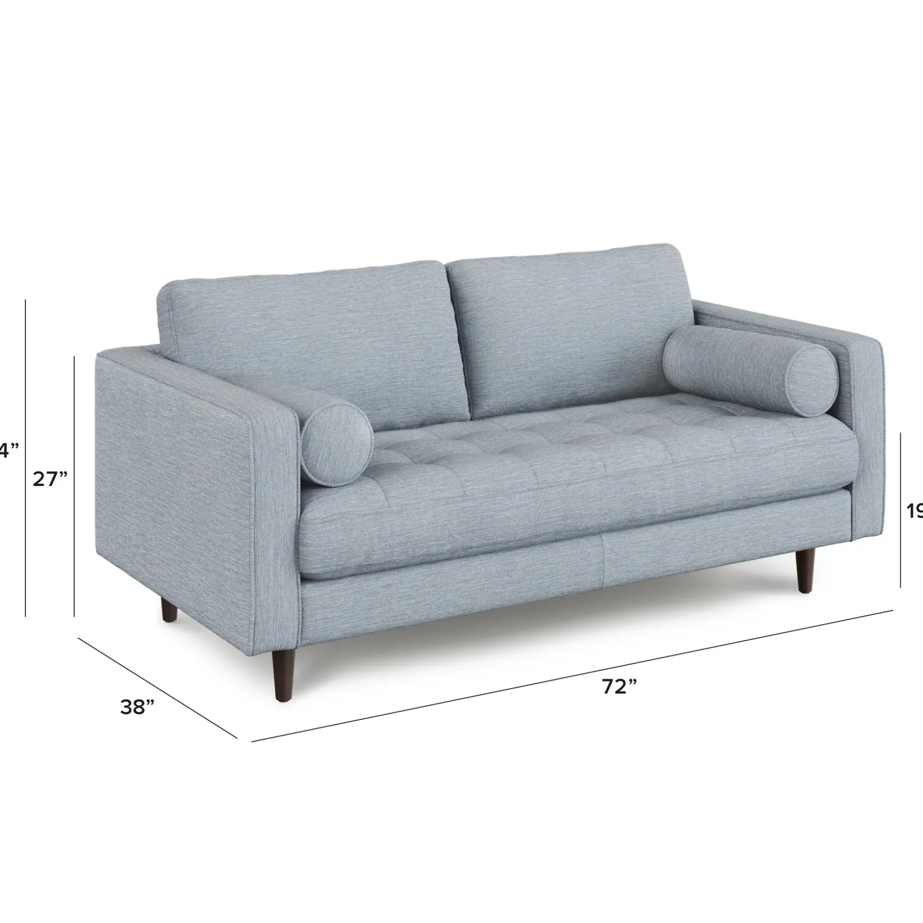 Sven 72" Tufted Loveseat - Silver Light Blue