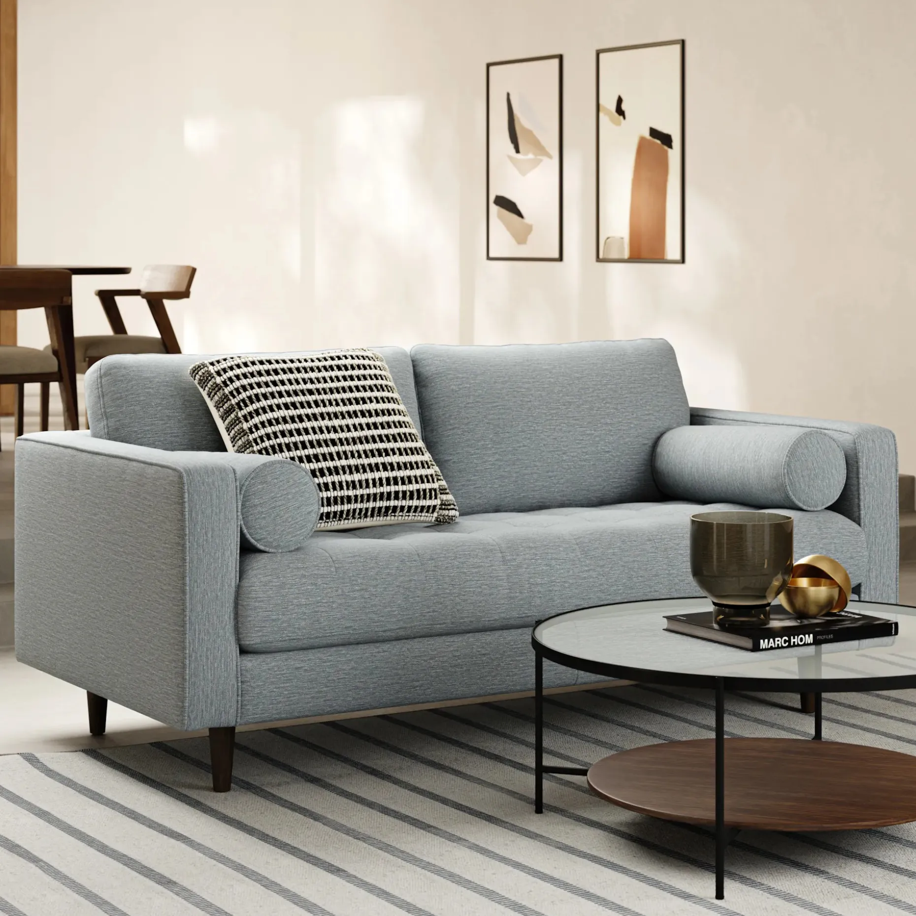 Sven 72" Tufted Loveseat - Silver Light Blue
