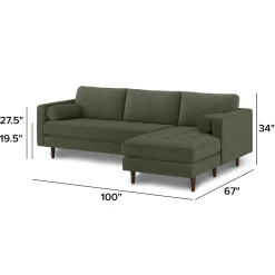 Sven 100" Tufted Right Sectional - Fir Green