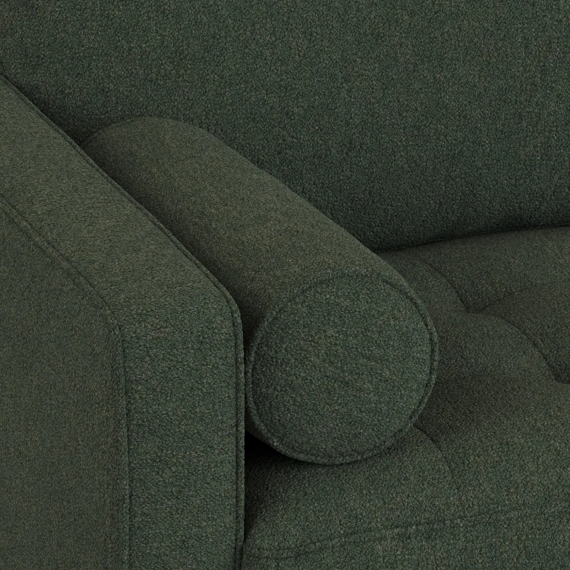 Sven 100" Tufted Right Sectional - Green Wool Bouclé