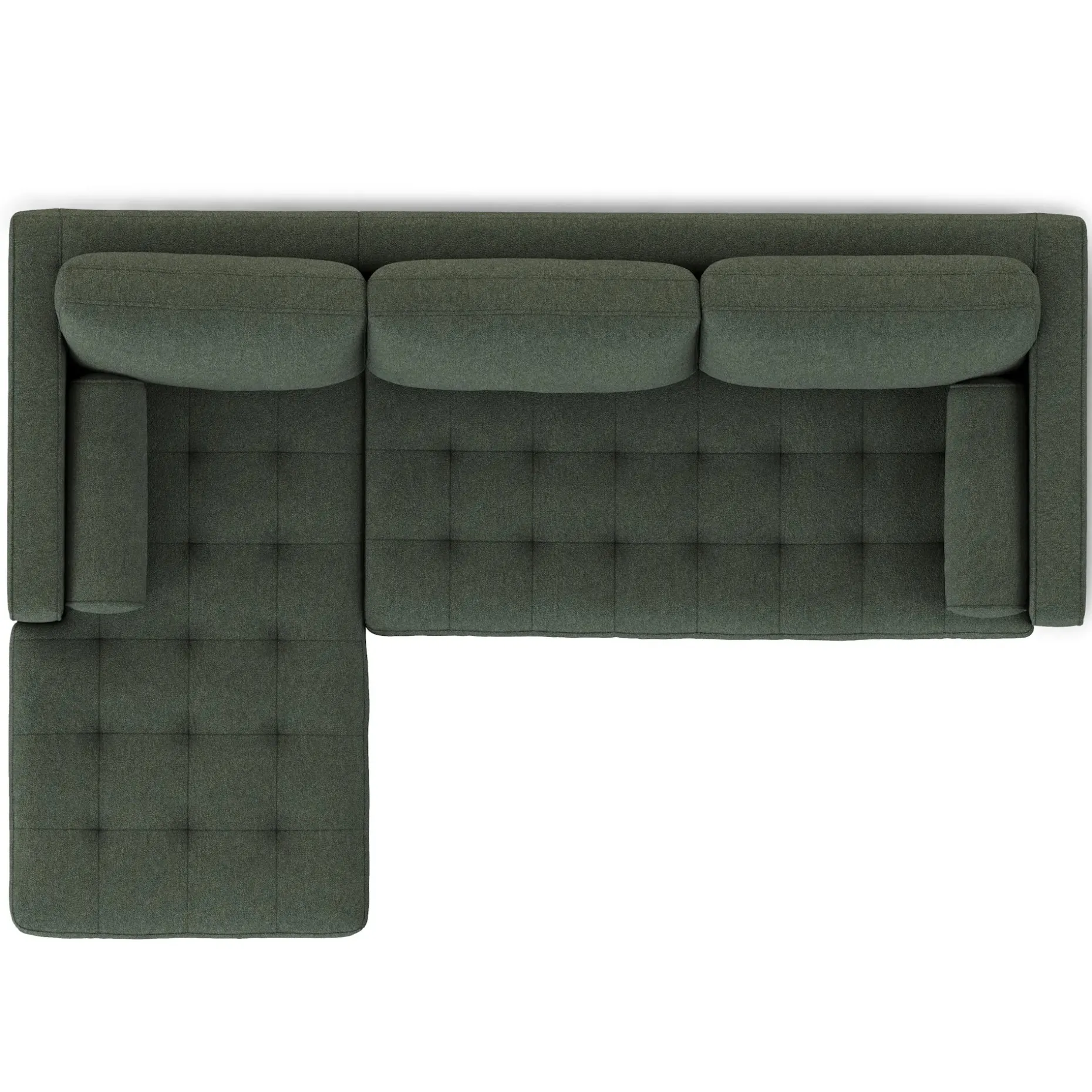 Sven 100" Tufted Right Sectional - Green Wool Bouclé