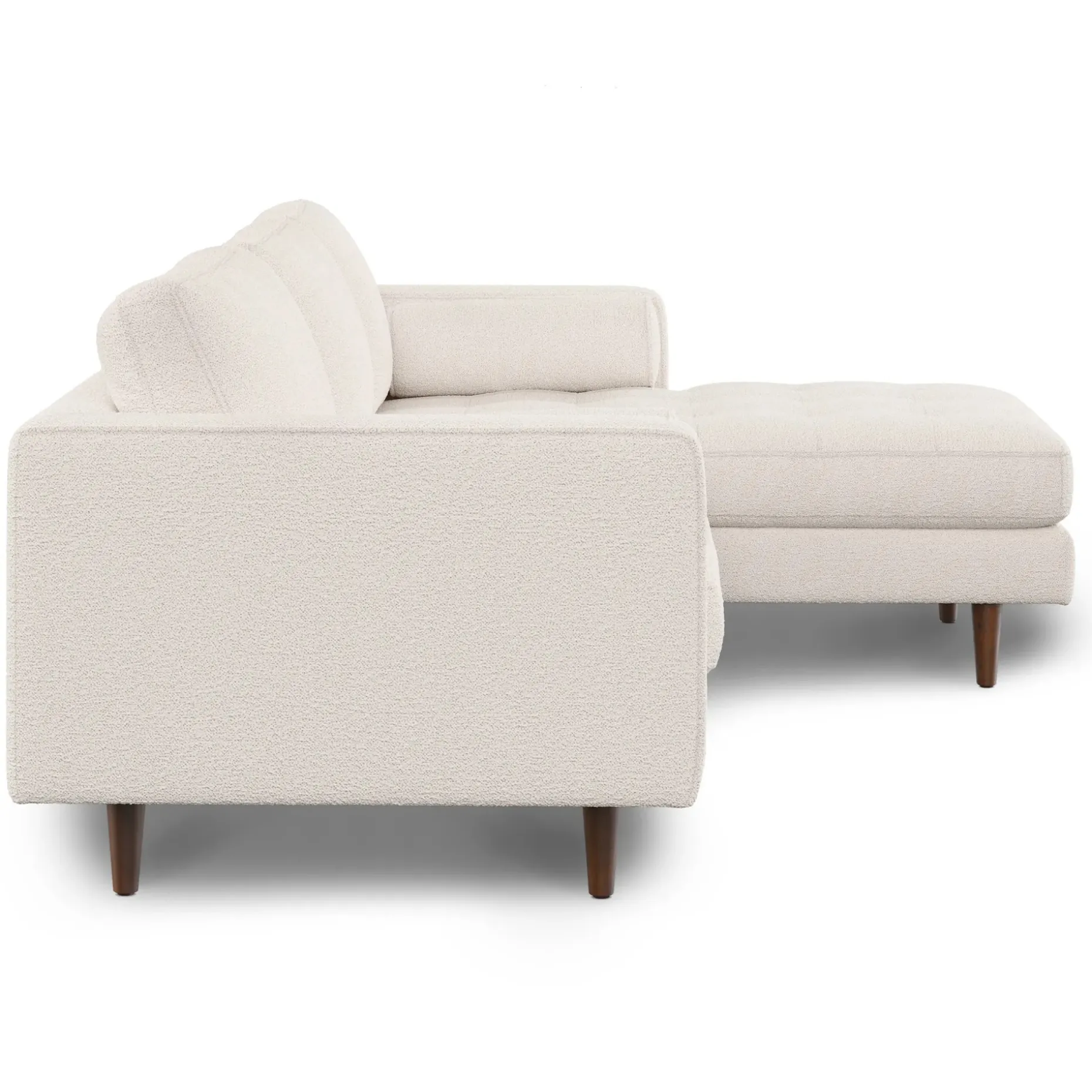 Sven 100" Tufted Right Sectional - Ivory Wool Bouclé