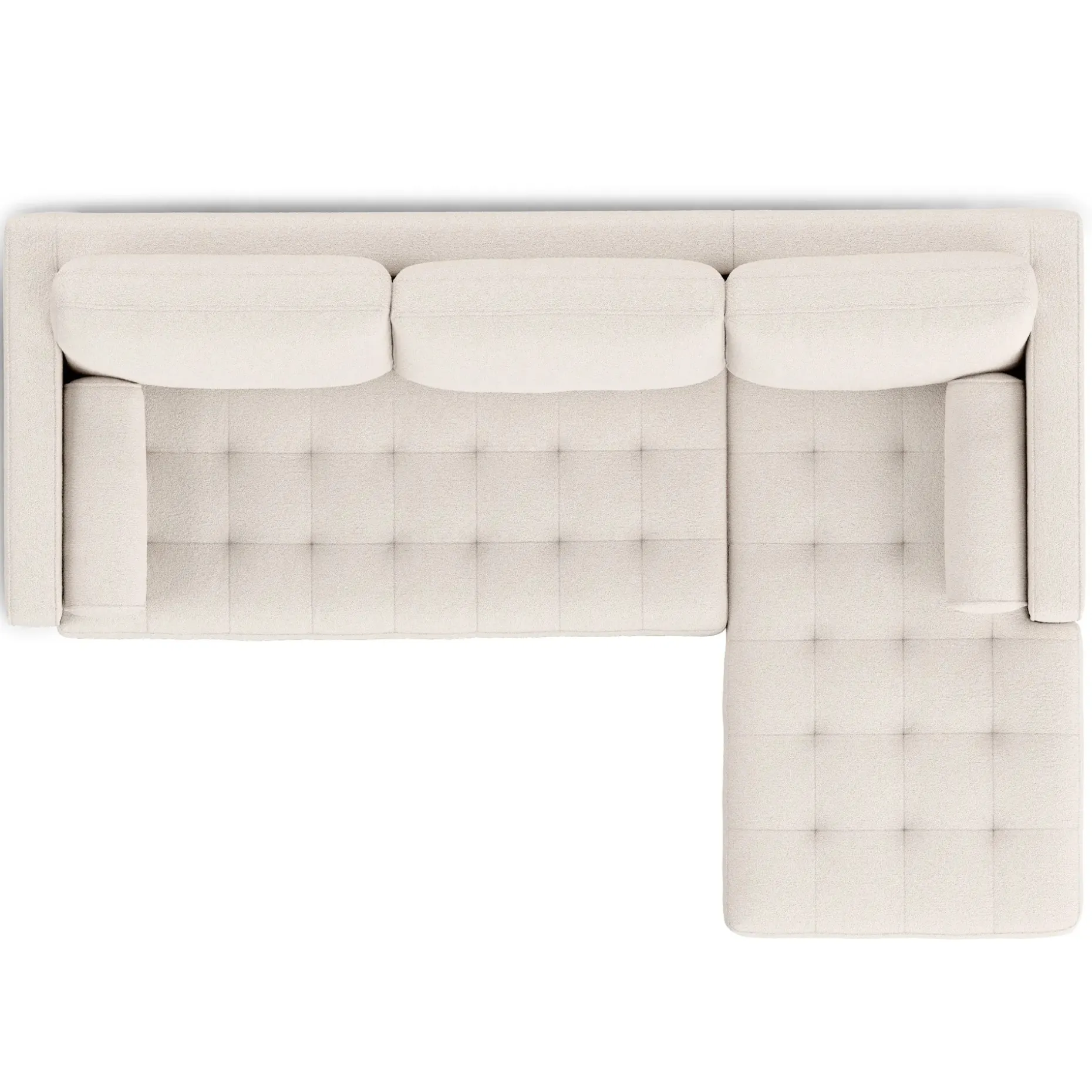 Sven 100" Tufted Right Sectional - Ivory Wool Bouclé