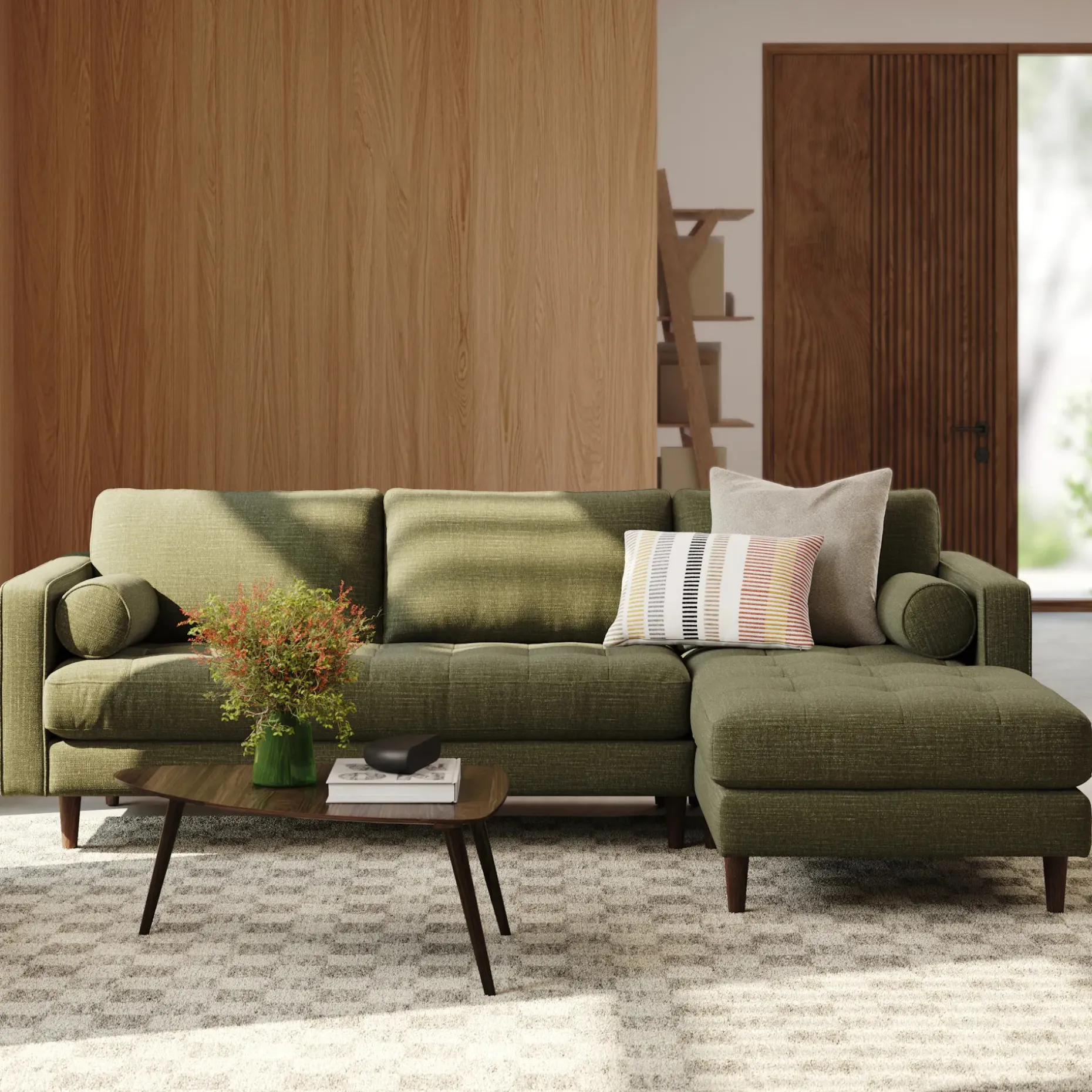 Sven 100" Tufted Right Sectional - Napa Moss