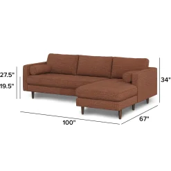 Sven 100" Tufted Right Sectional - Napa Rust