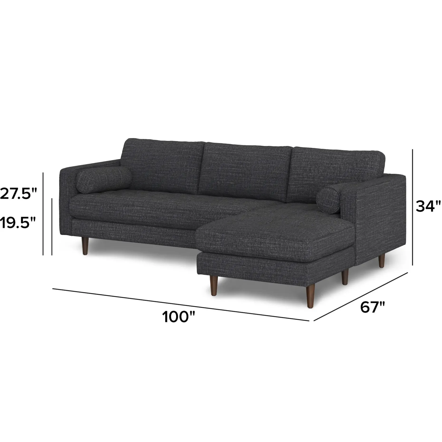 Sven 100" Tufted Right Sectional - Napa Charcoal