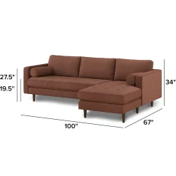 Sven 100" Tufted Right Sectional - Ratine Oxide