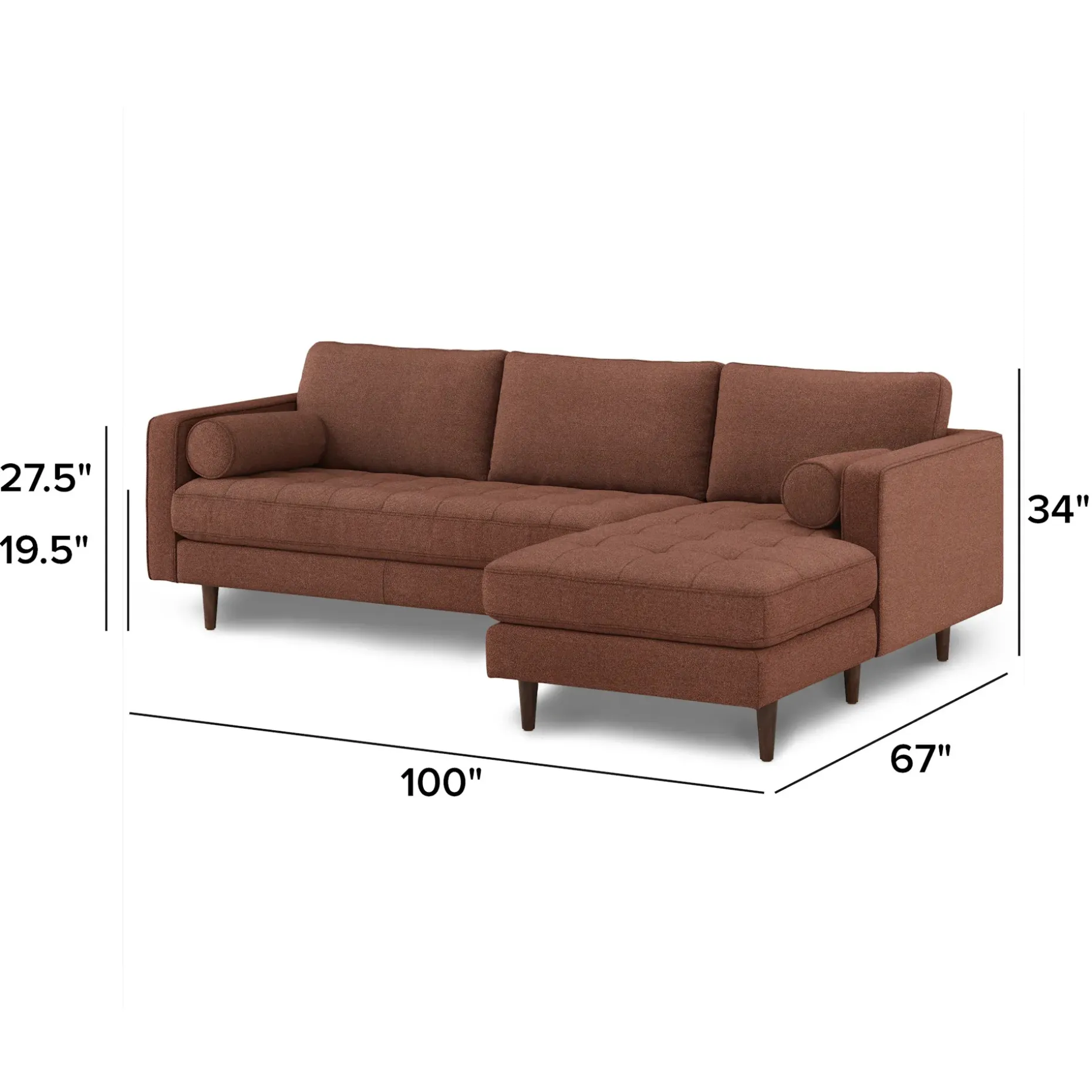 Sven 100" Tufted Right Sectional - Ratine Oxide