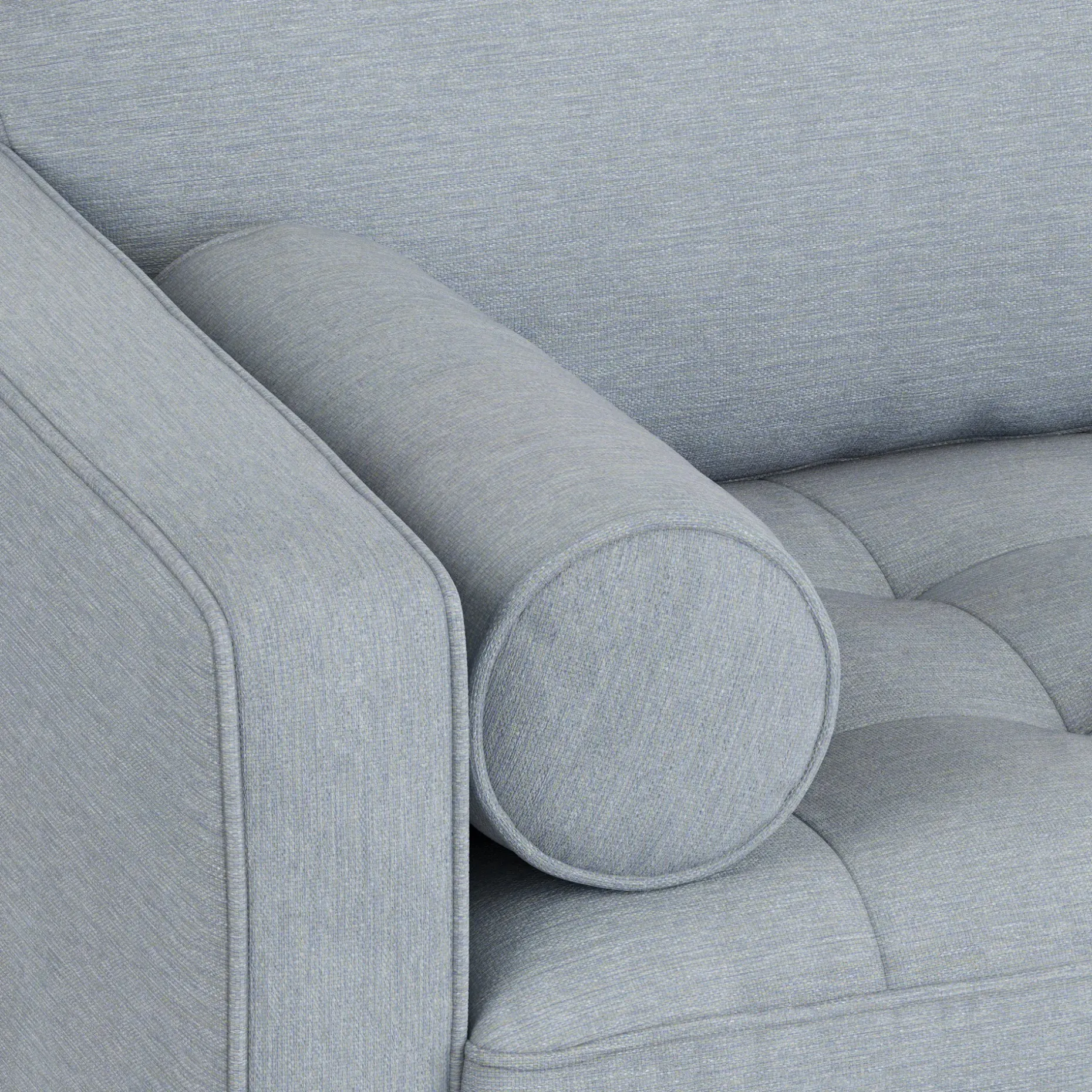 Sven 100" Tufted Right Sectional - Silver Light Blue