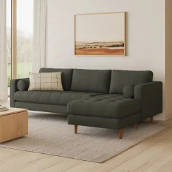 Sven 100" Tufted Right Sectional - Silver Moss