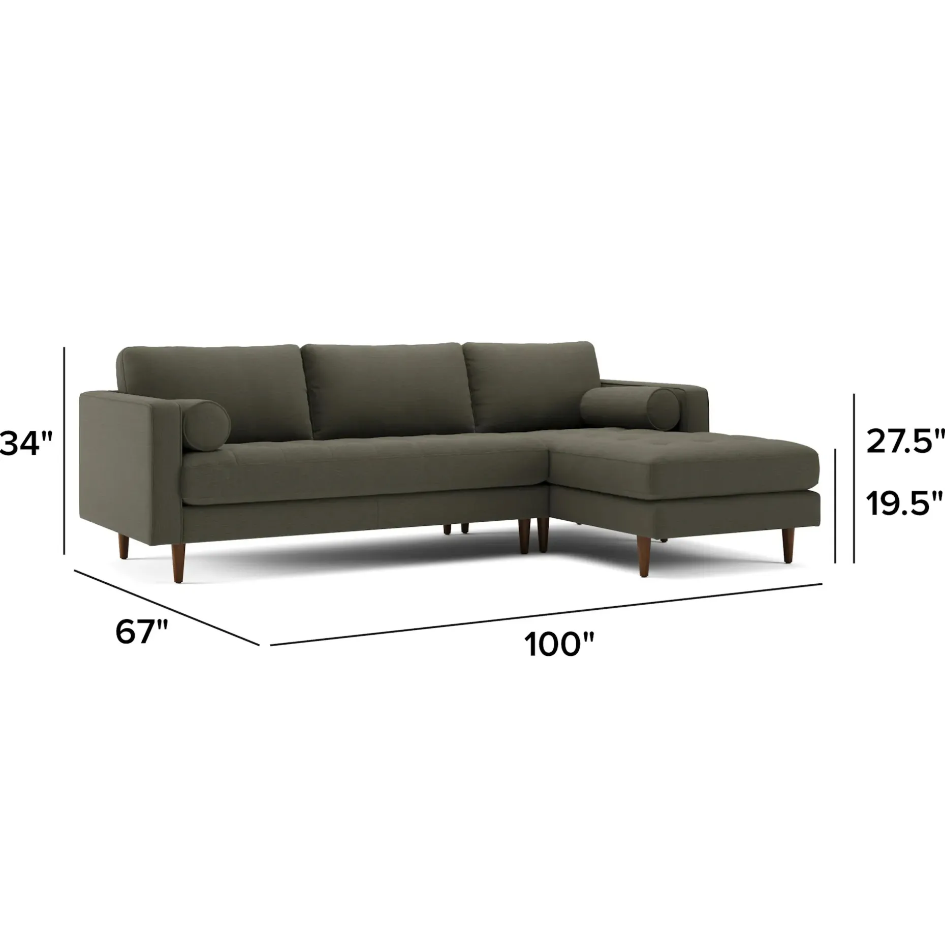 Sven 100" Tufted Right Sectional - Silver Moss