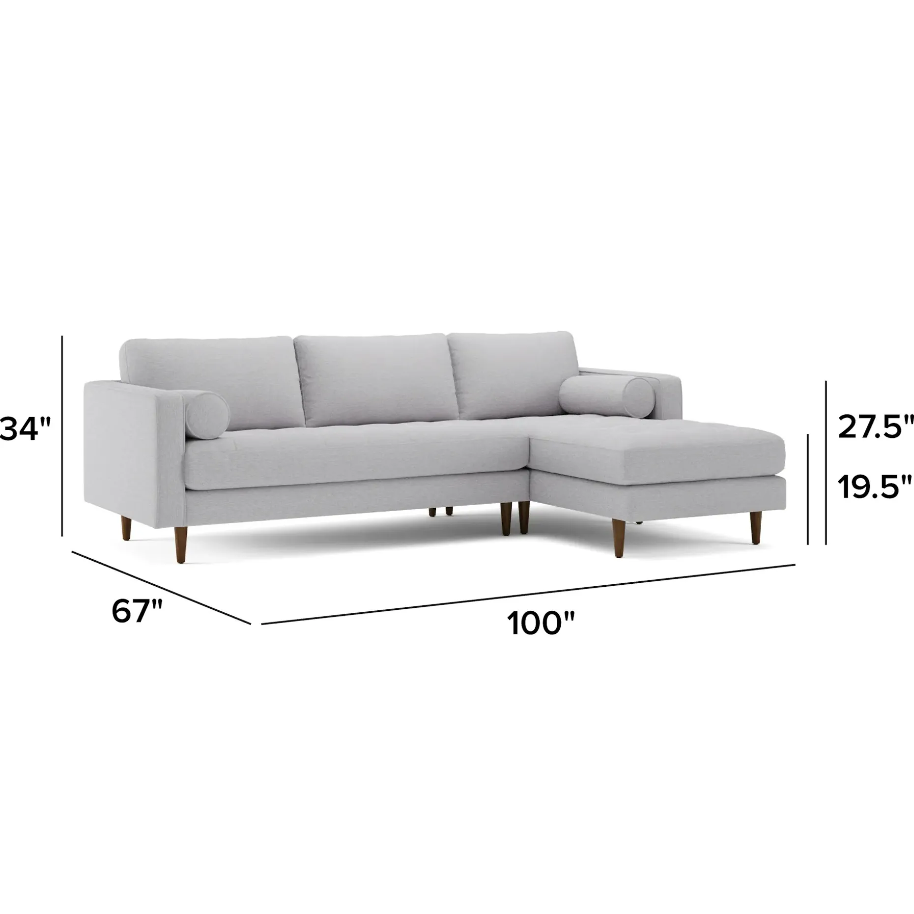 Sven 100" Tufted Right Sectional - Silver Ivory