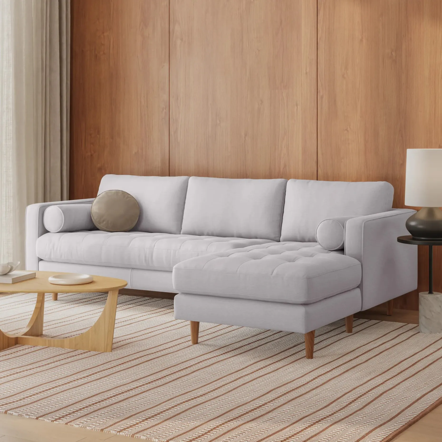 Sven 100" Tufted Right Sectional - Silver Ivory