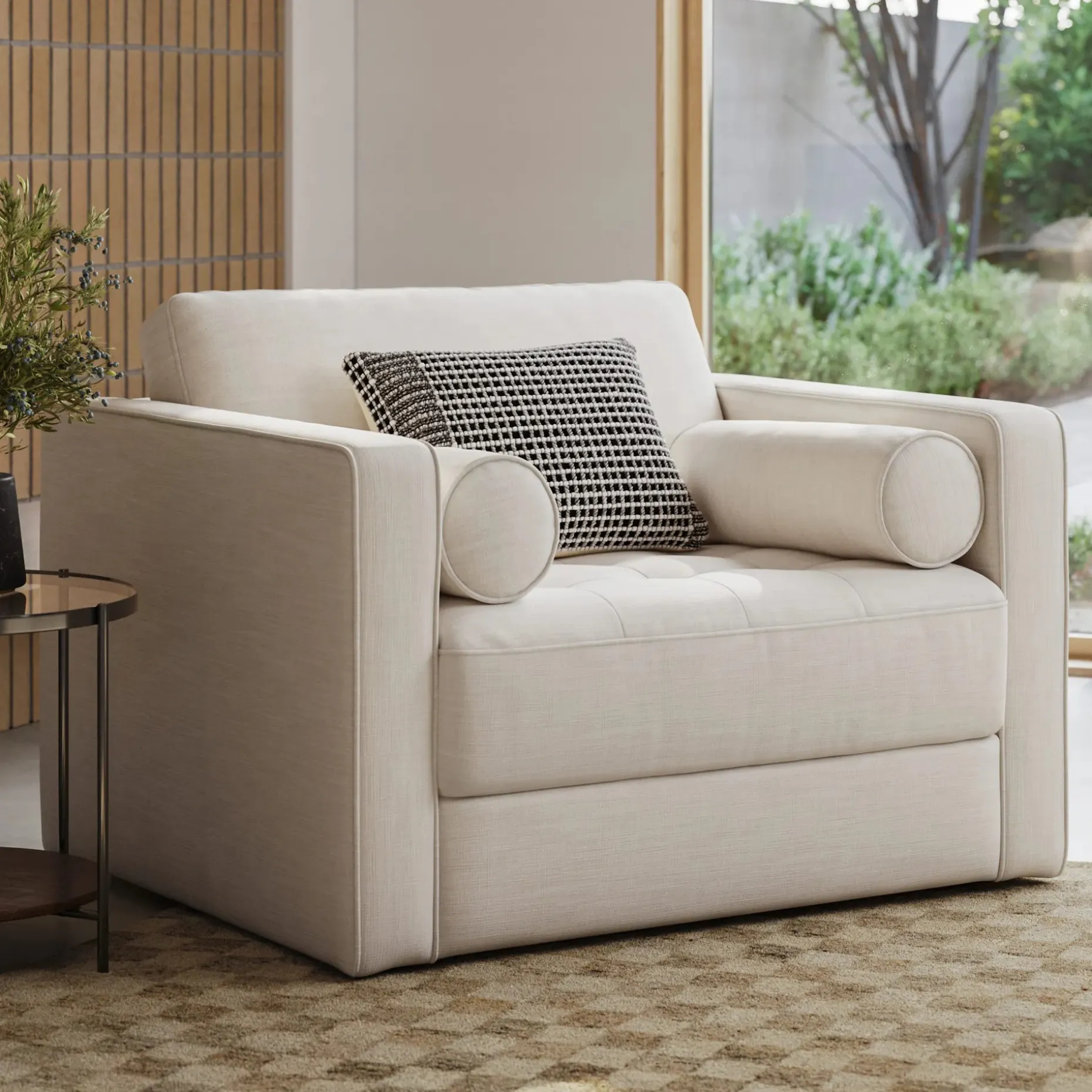 Sven 45.5" Tufted Sleeper Chair - Biscuit Cream