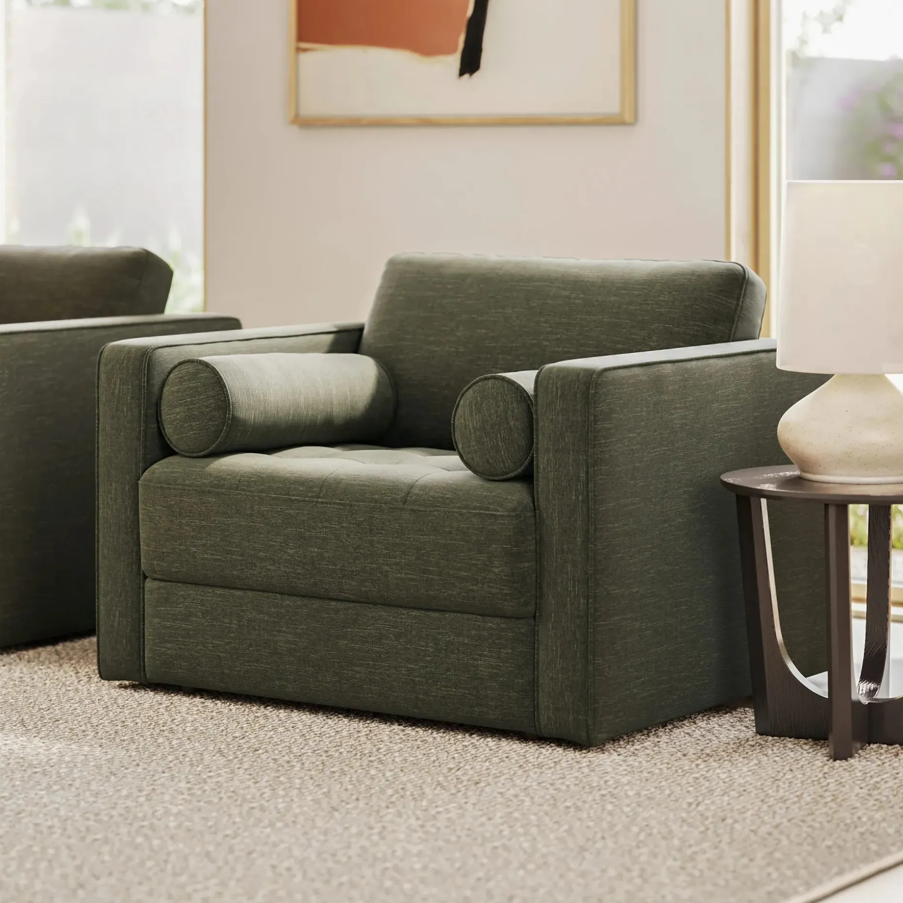 Sven 45.5" Tufted Sleeper Chair - Fir Green