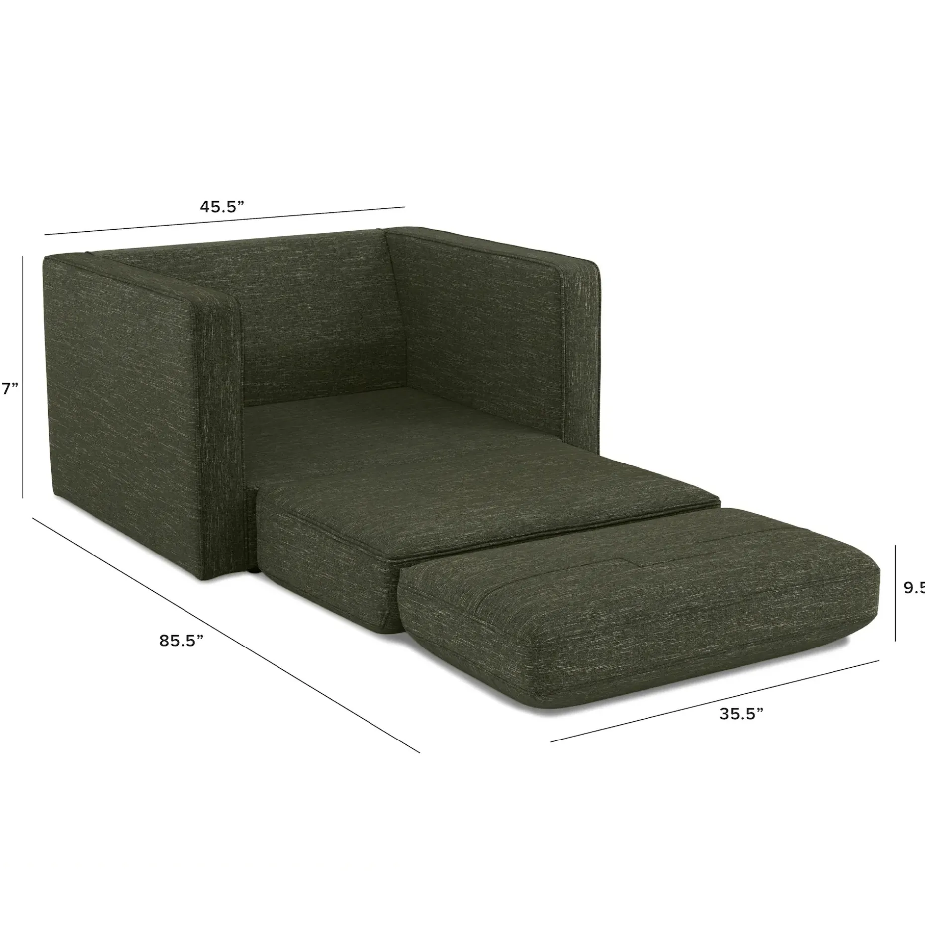 Sven 45.5" Tufted Sleeper Chair - Fir Green