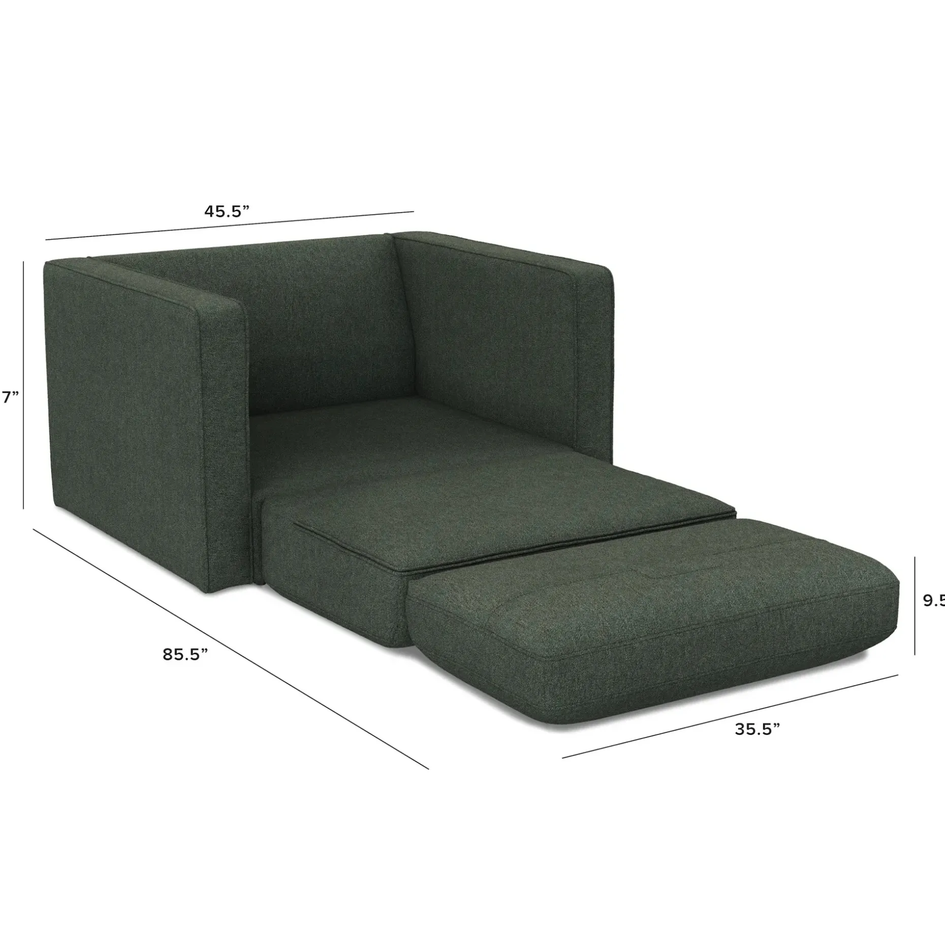 Sven 45.5" Tufted Sleeper Chair - Green Wool Bouclé
