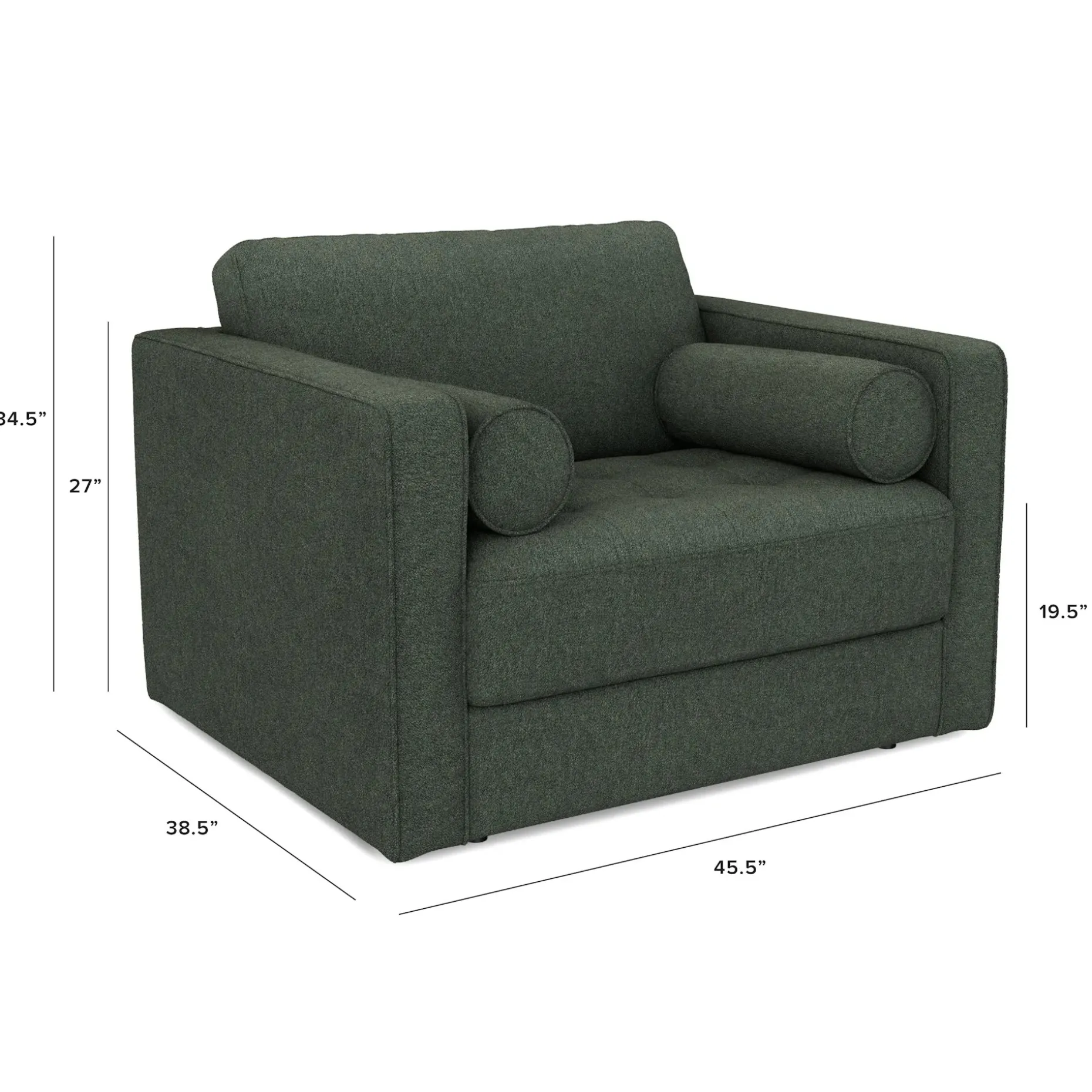 Sven 45.5" Tufted Sleeper Chair - Green Wool Bouclé