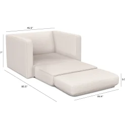 Sven 45.5" Tufted Sleeper Chair - Ivory Wool Bouclé