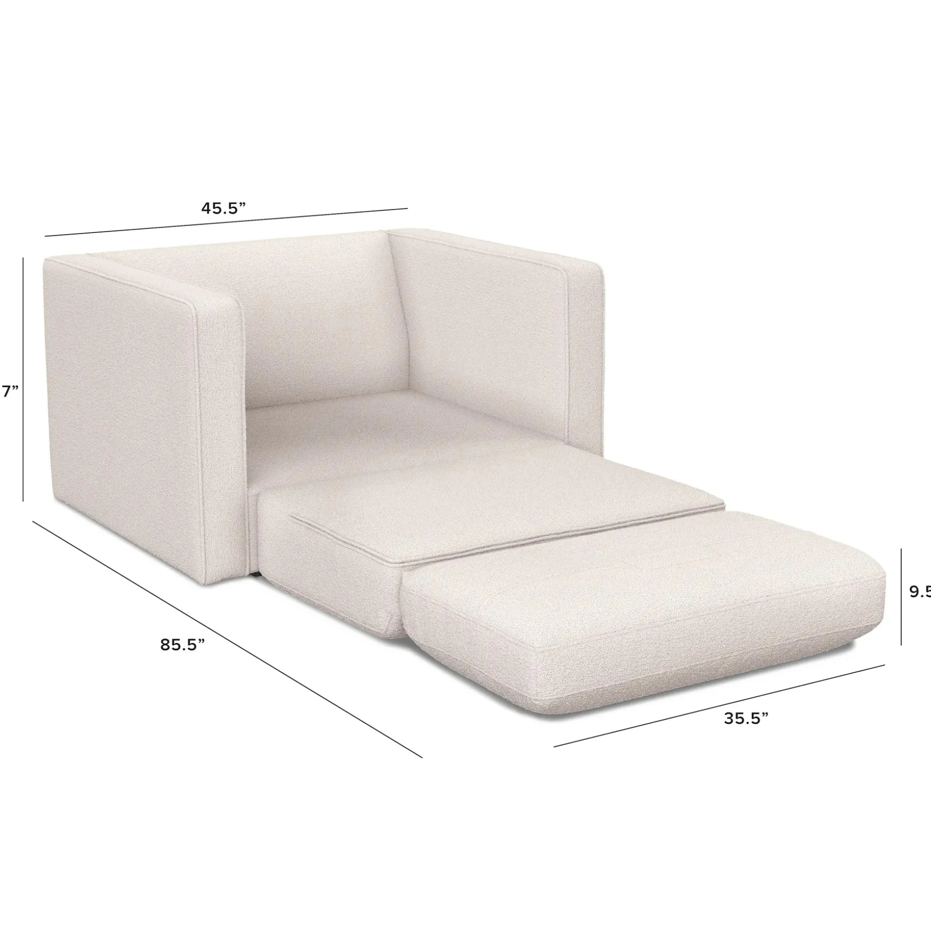 Sven 45.5" Tufted Sleeper Chair - Ivory Wool Bouclé