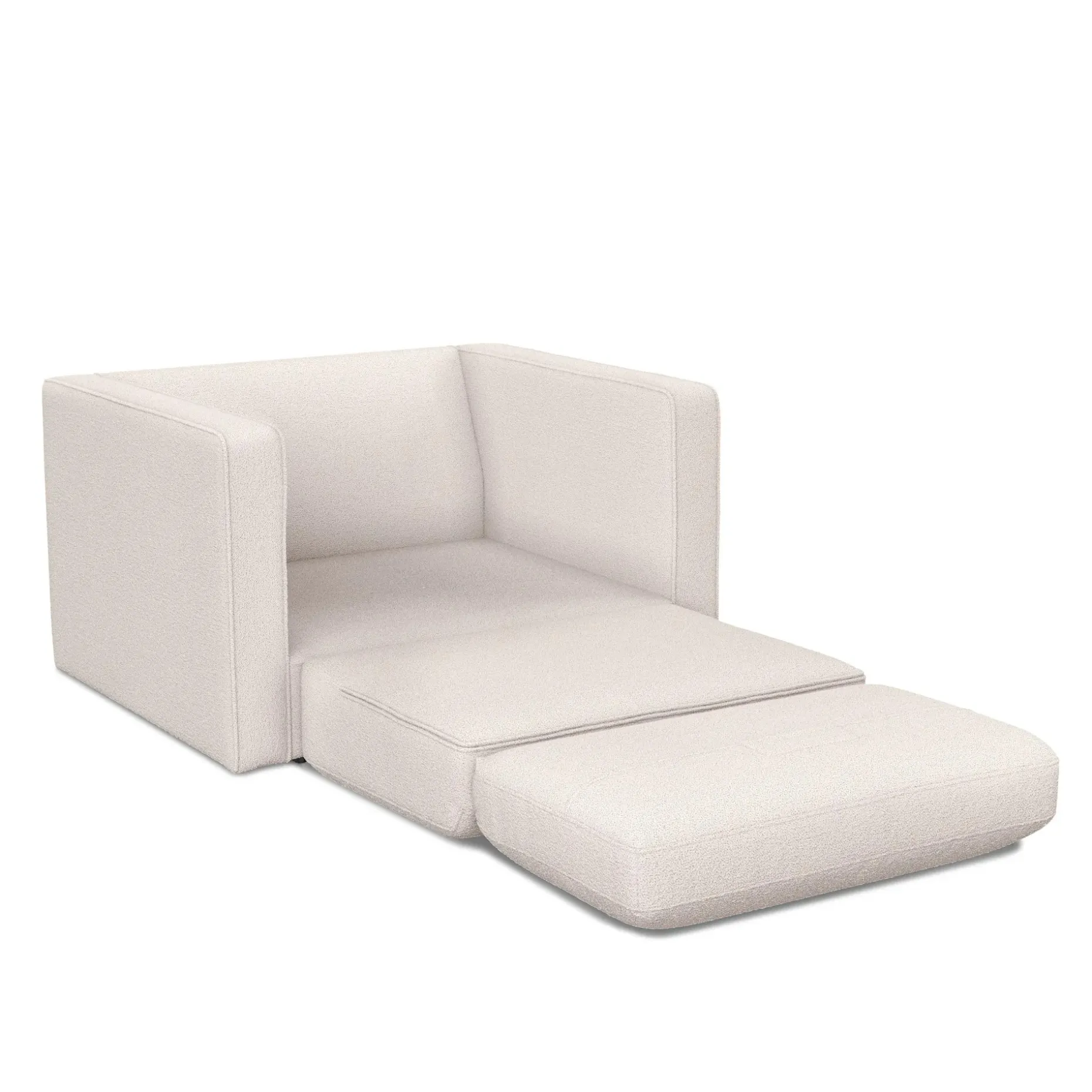 Sven 45.5" Tufted Sleeper Chair - Ivory Wool Bouclé
