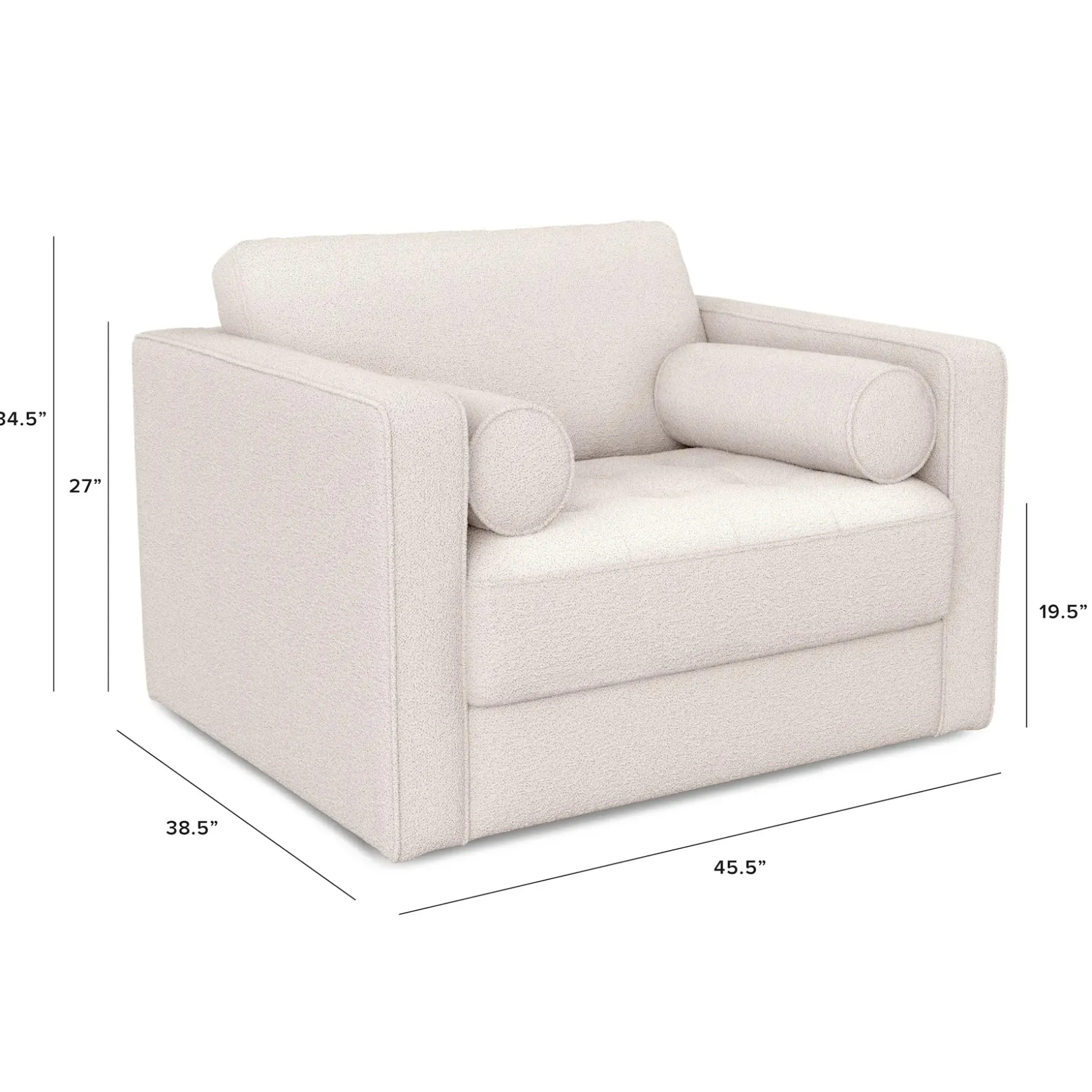 Sven 45.5" Tufted Sleeper Chair - Ivory Wool Bouclé