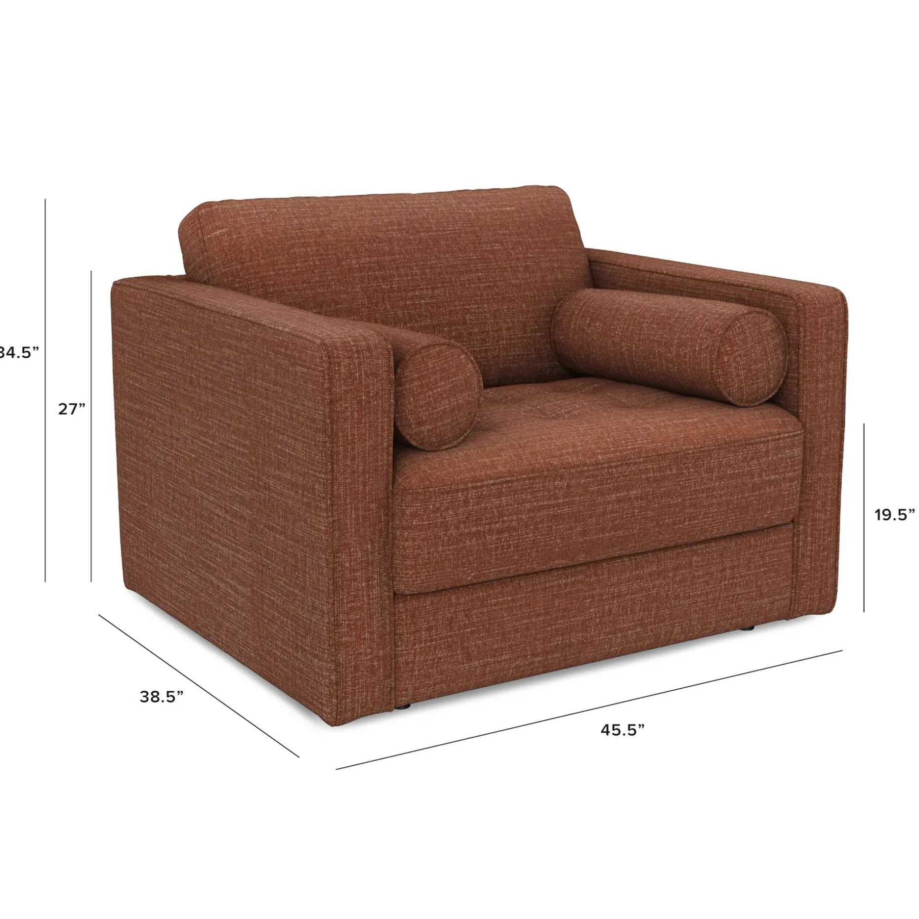 Sven 45.5" Tufted Sleeper Chair - Napa Rust