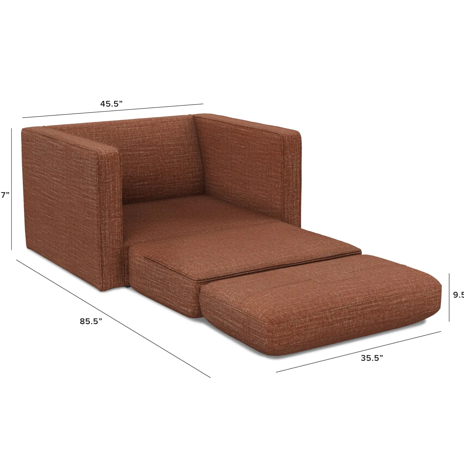 Sven 45.5" Tufted Sleeper Chair - Napa Rust