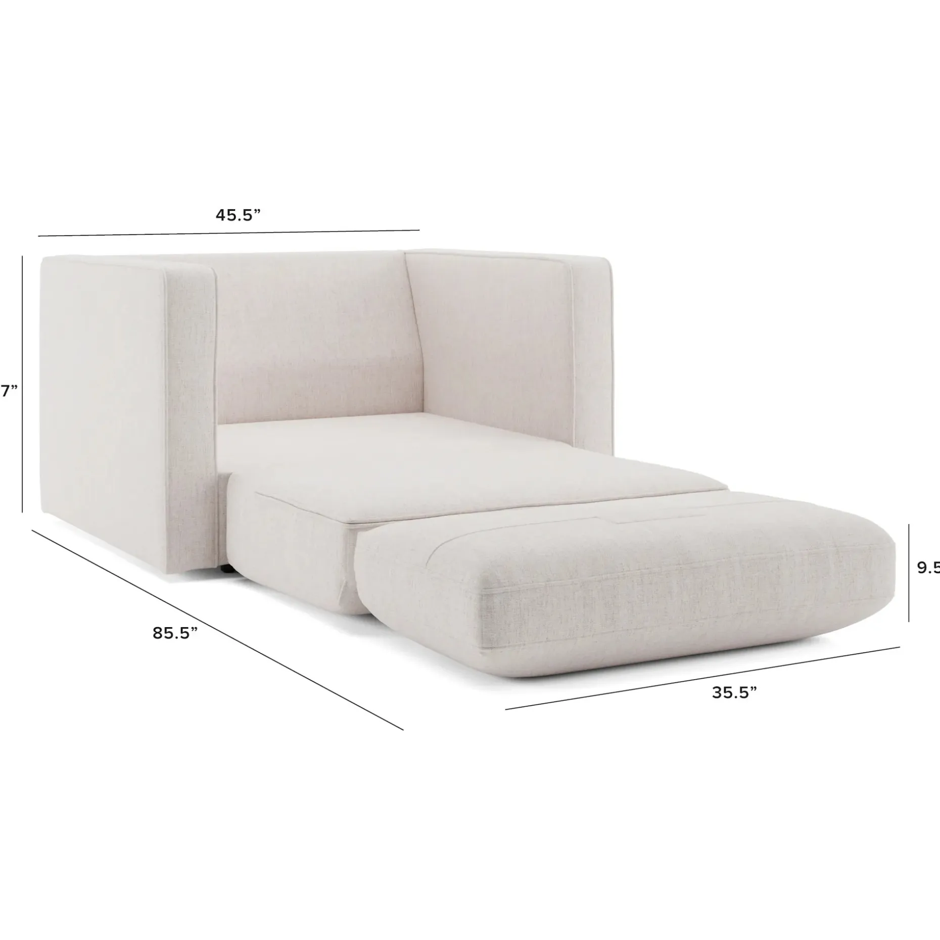 Sven 45.5" Tufted Sleeper Chair - Napa White