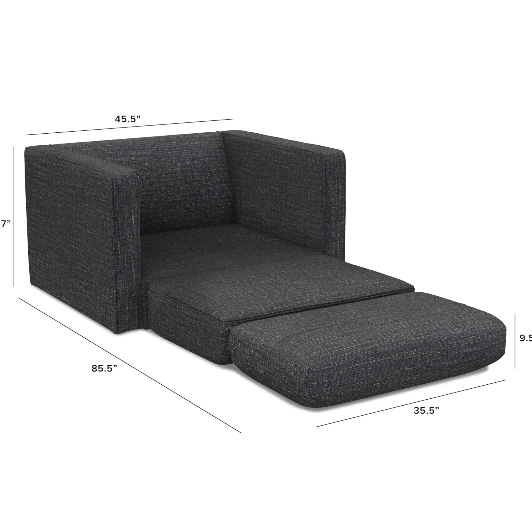 Sven 45.5" Tufted Sleeper Chair - Napa Charcoal