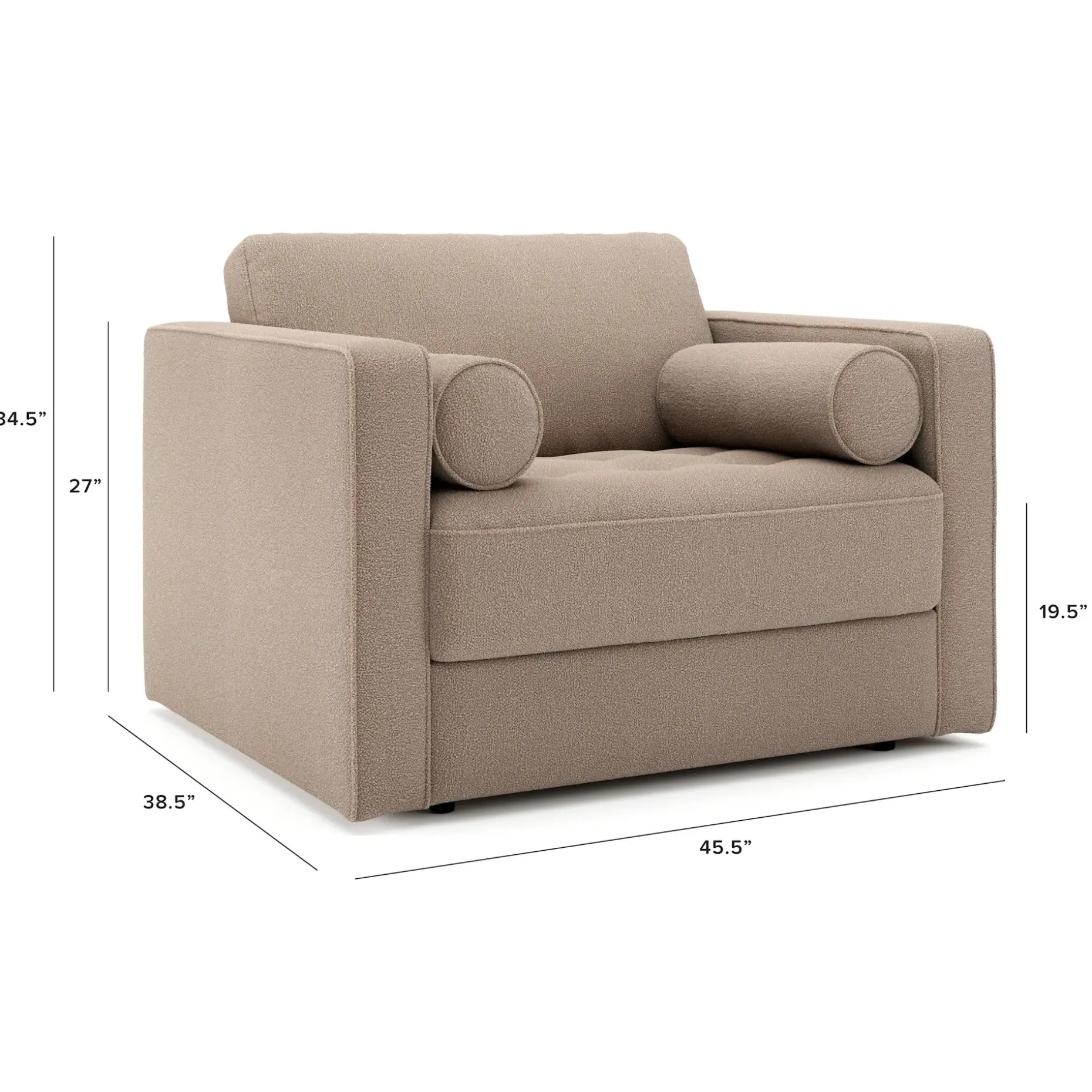 Sven 45.5" Tufted Sleeper Chair - Sandstone Wool Bouclé