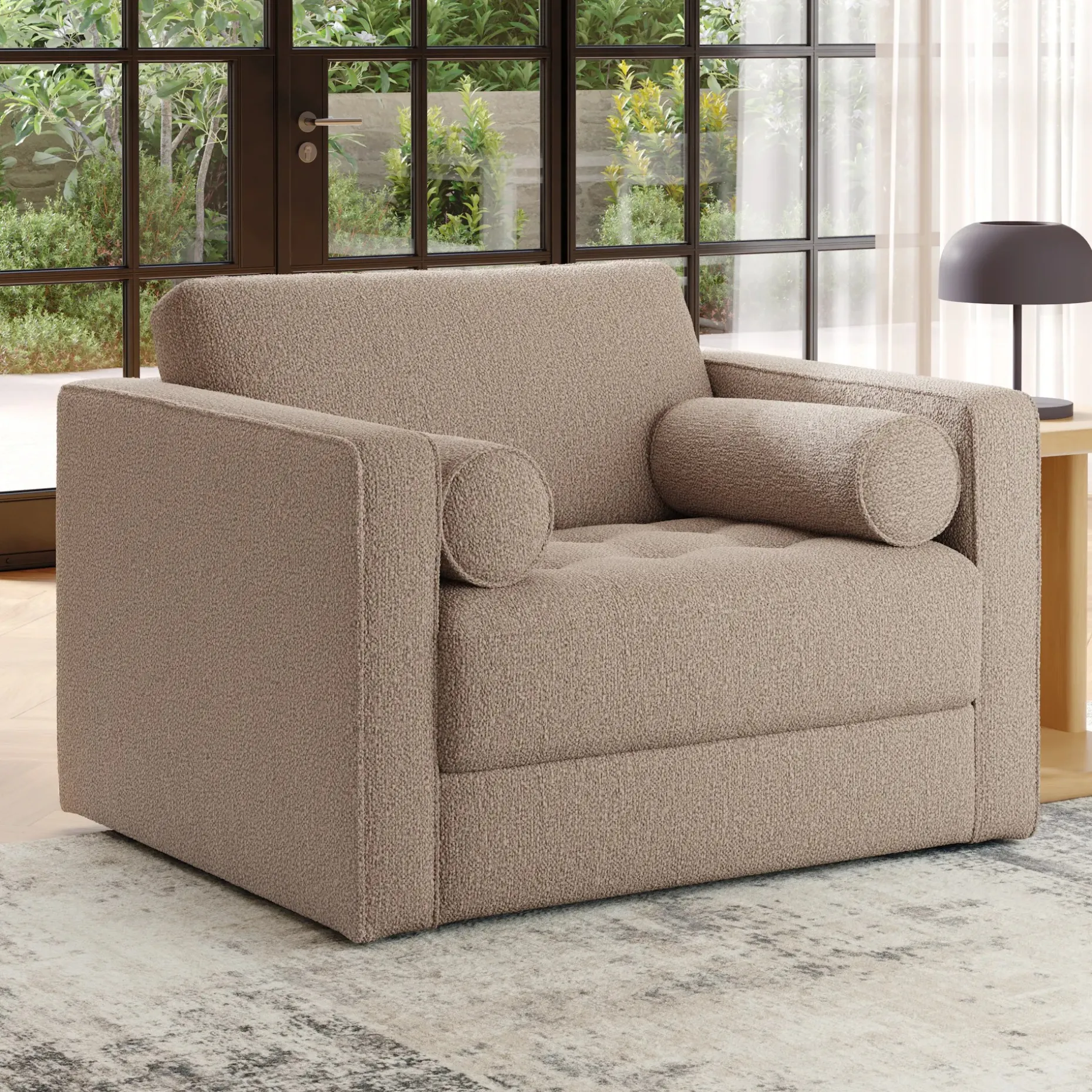 Sven 45.5" Tufted Sleeper Chair - Sandstone Wool Bouclé