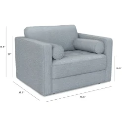 Sven 45.5" Tufted Sleeper Chair - Silver Light Blue
