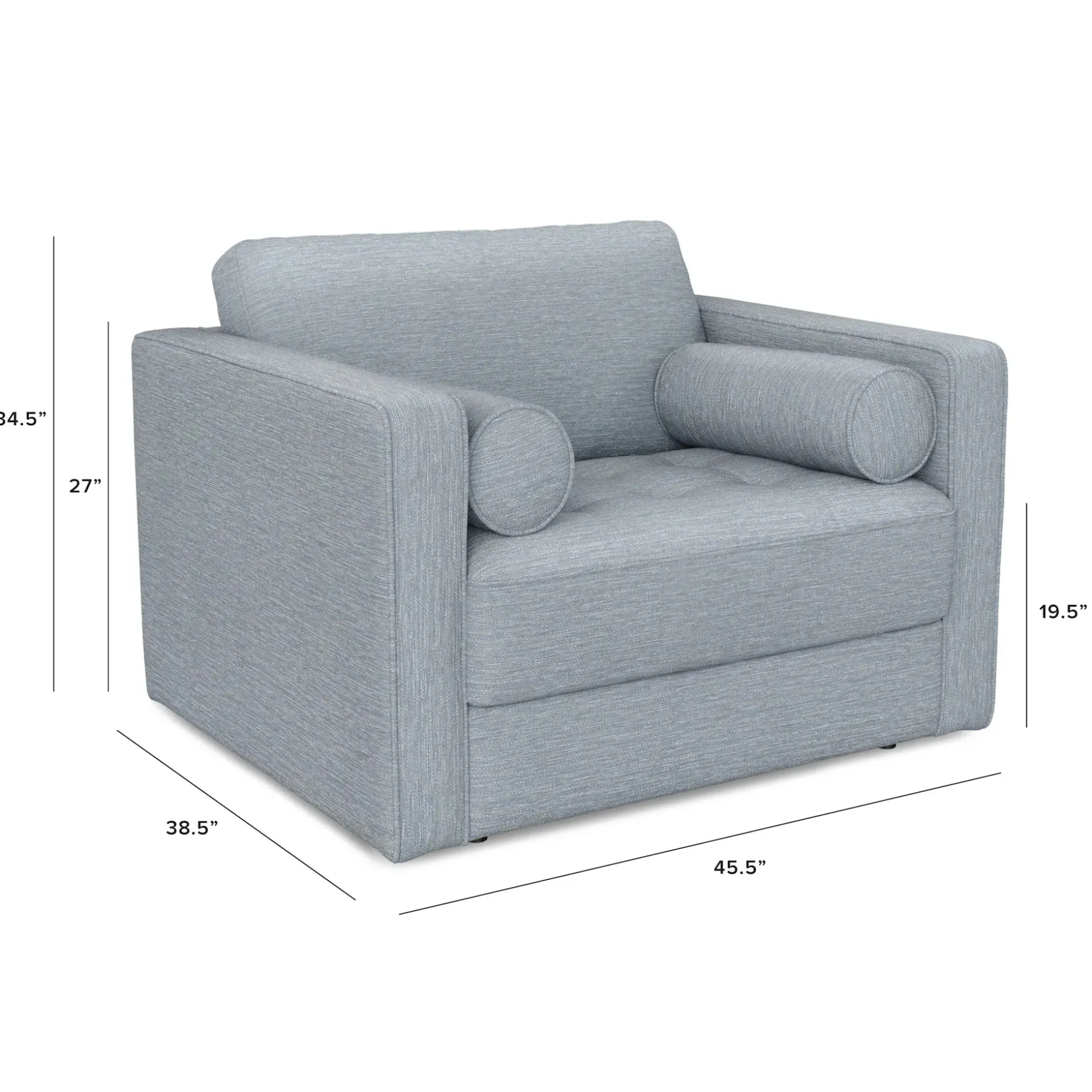 Sven 45.5" Tufted Sleeper Chair - Silver Light Blue