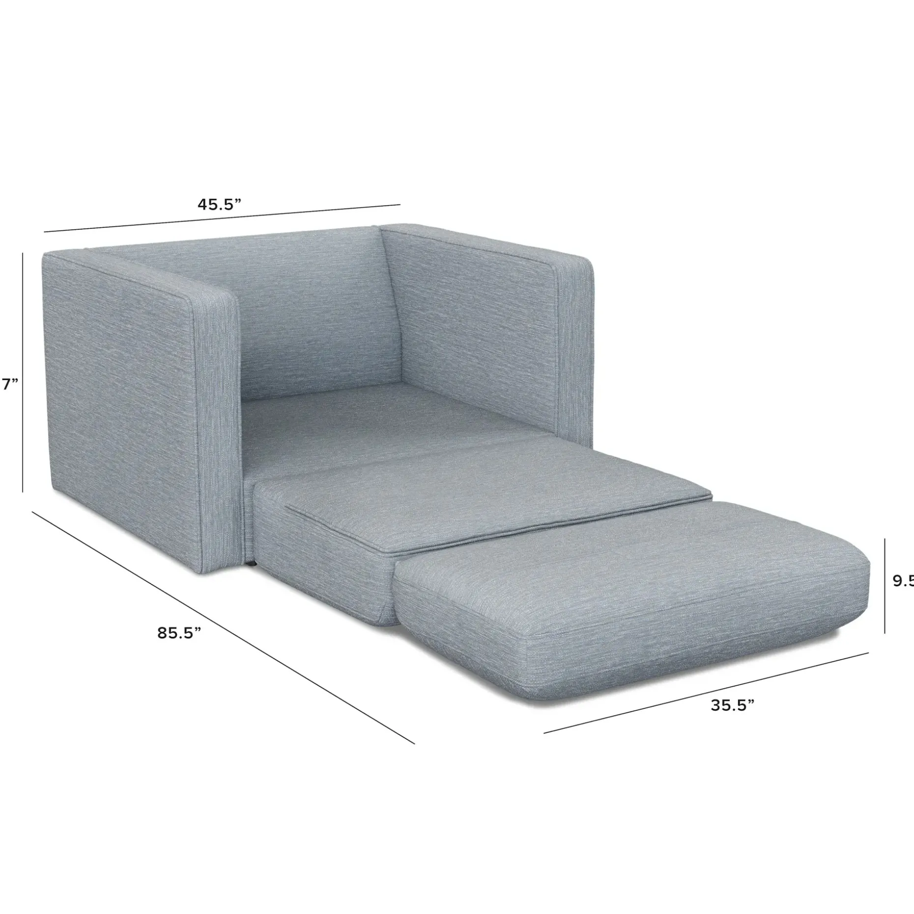 Sven 45.5" Tufted Sleeper Chair - Silver Light Blue