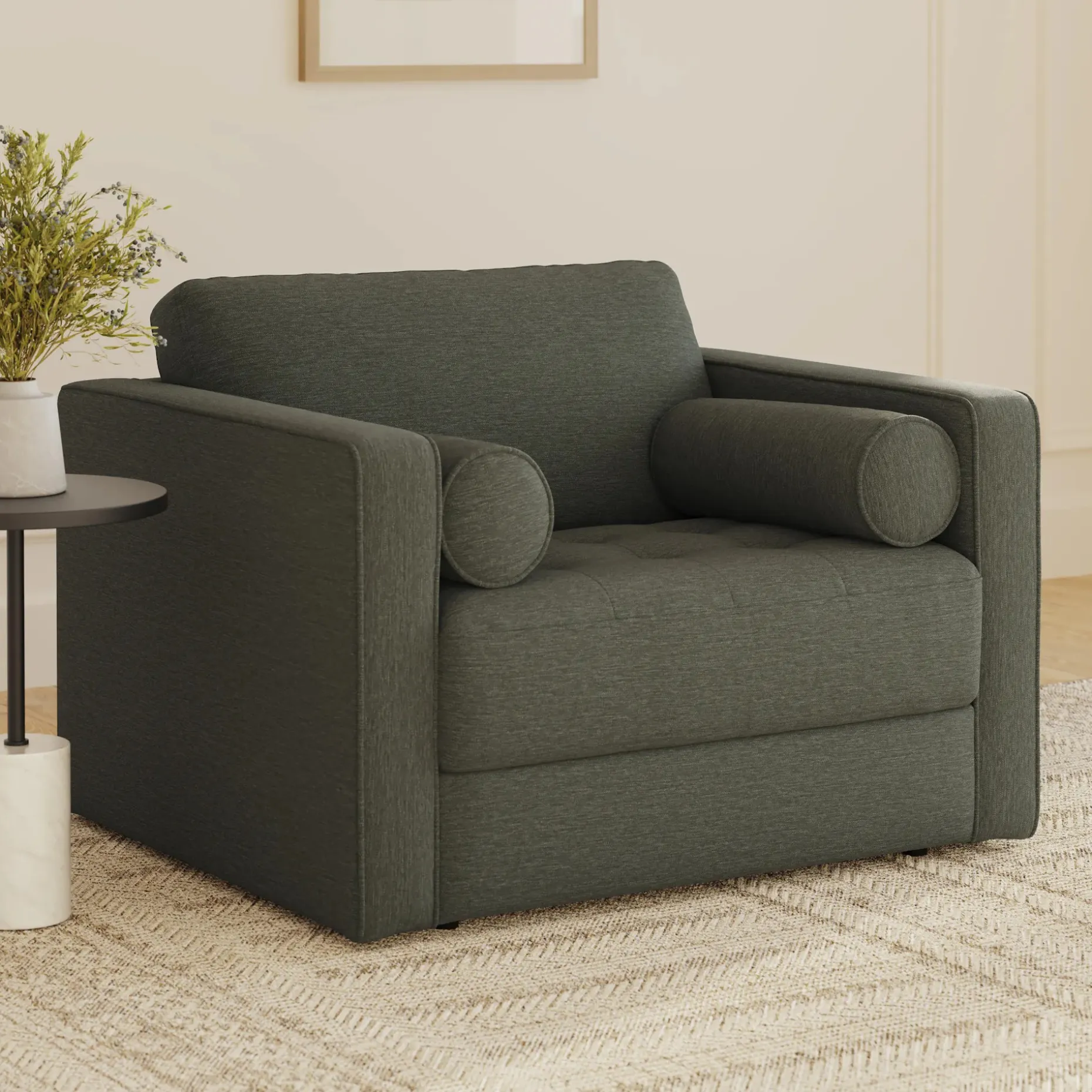 Sven 45.5" Tufted Sleeper Chair - Silver Moss