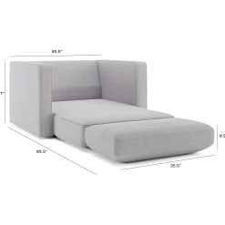 Sven 45.5" Tufted Sleeper Chair - Silver Ivory