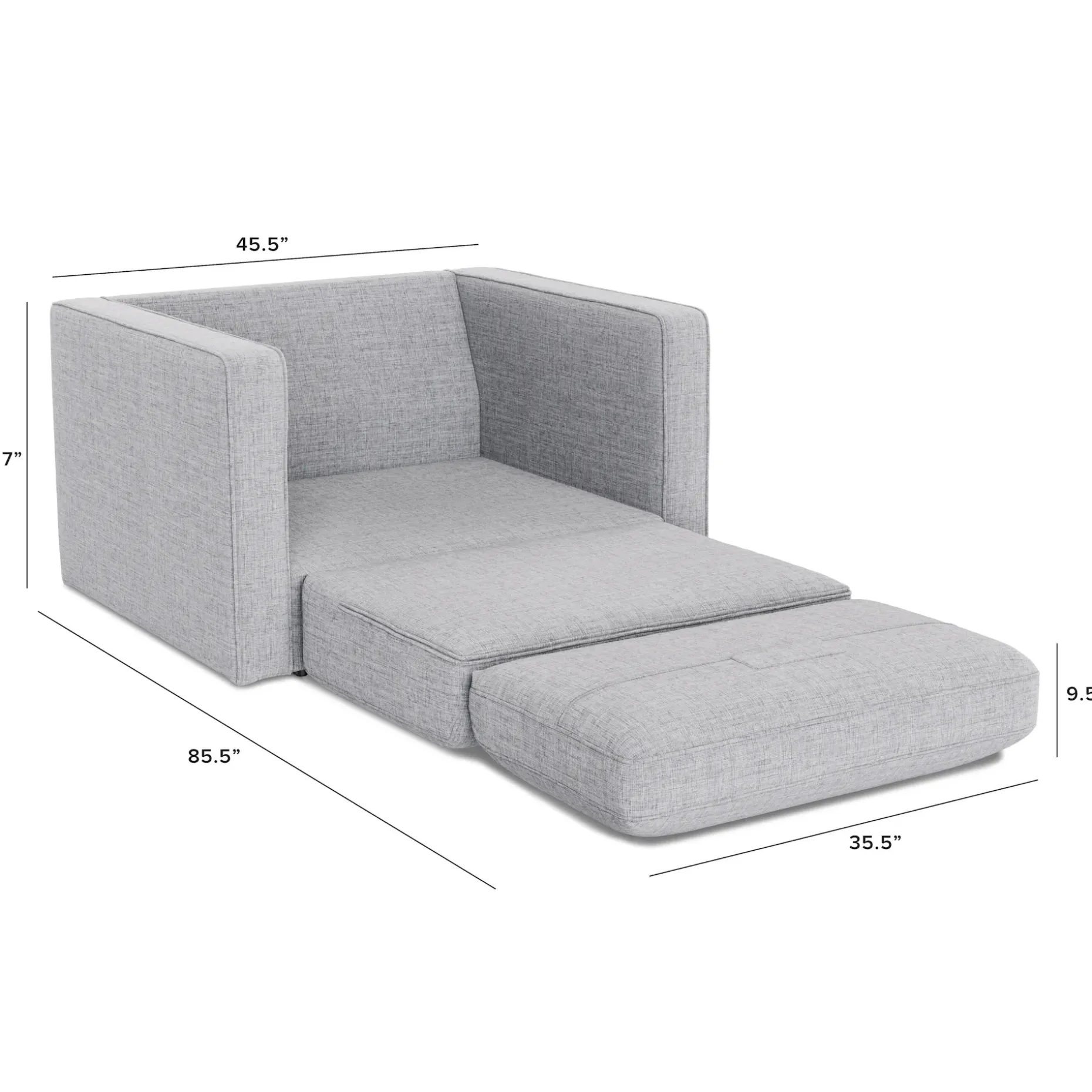 Sven 45.5" Tufted Sleeper Chair - Stone Gray
