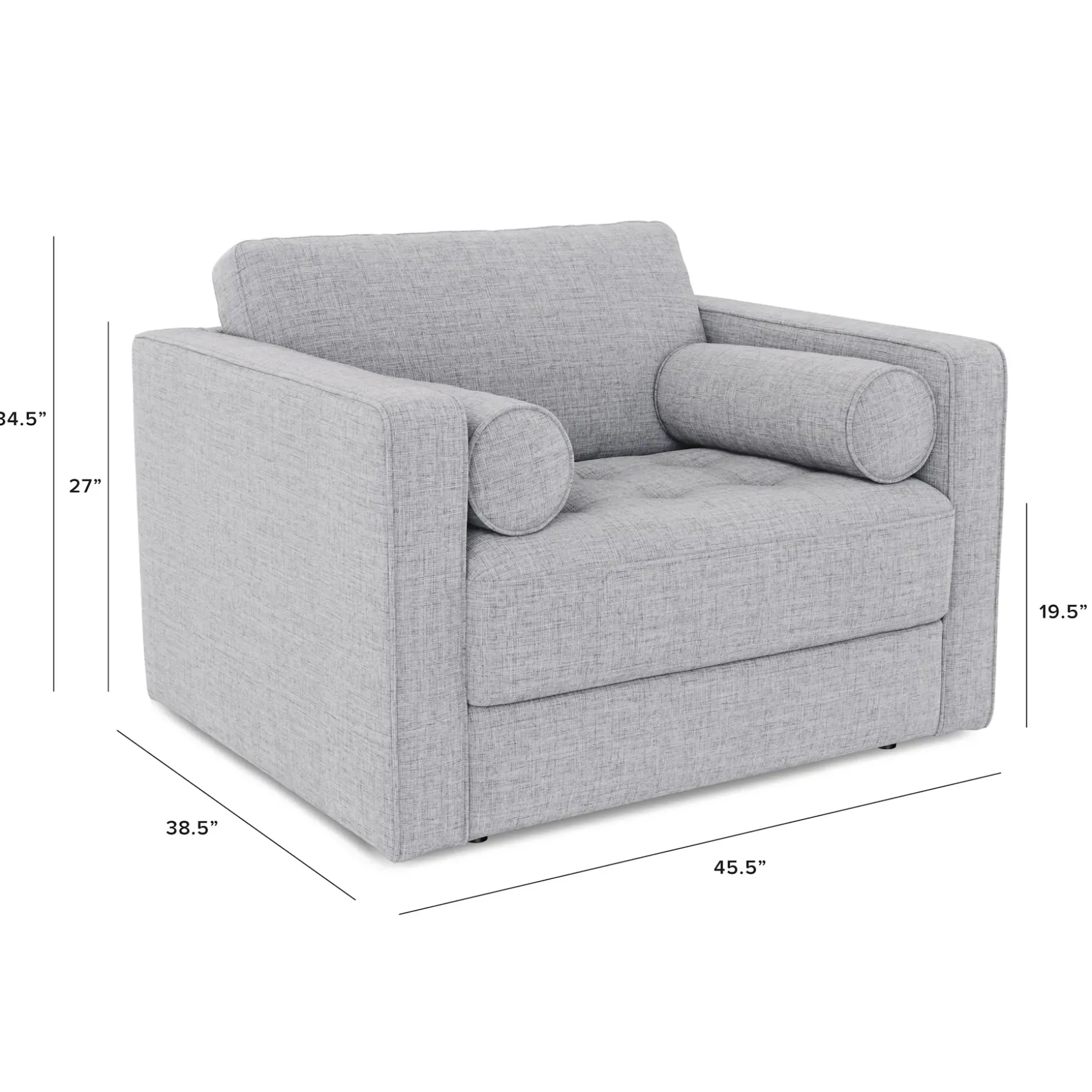 Sven 45.5" Tufted Sleeper Chair - Stone Gray