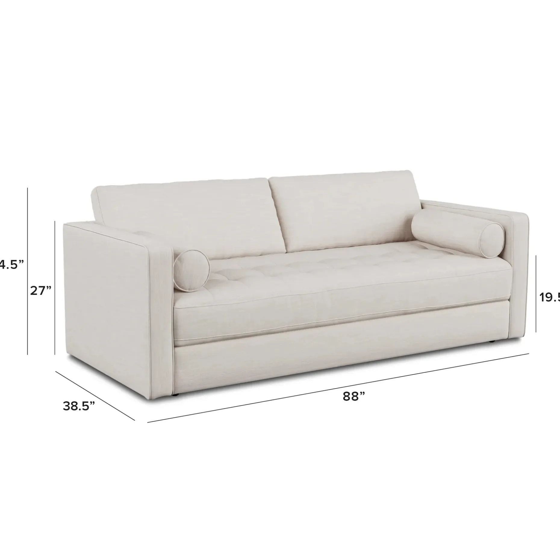 Sven 88" Tufted Sofa Bed - Biscuit Cream