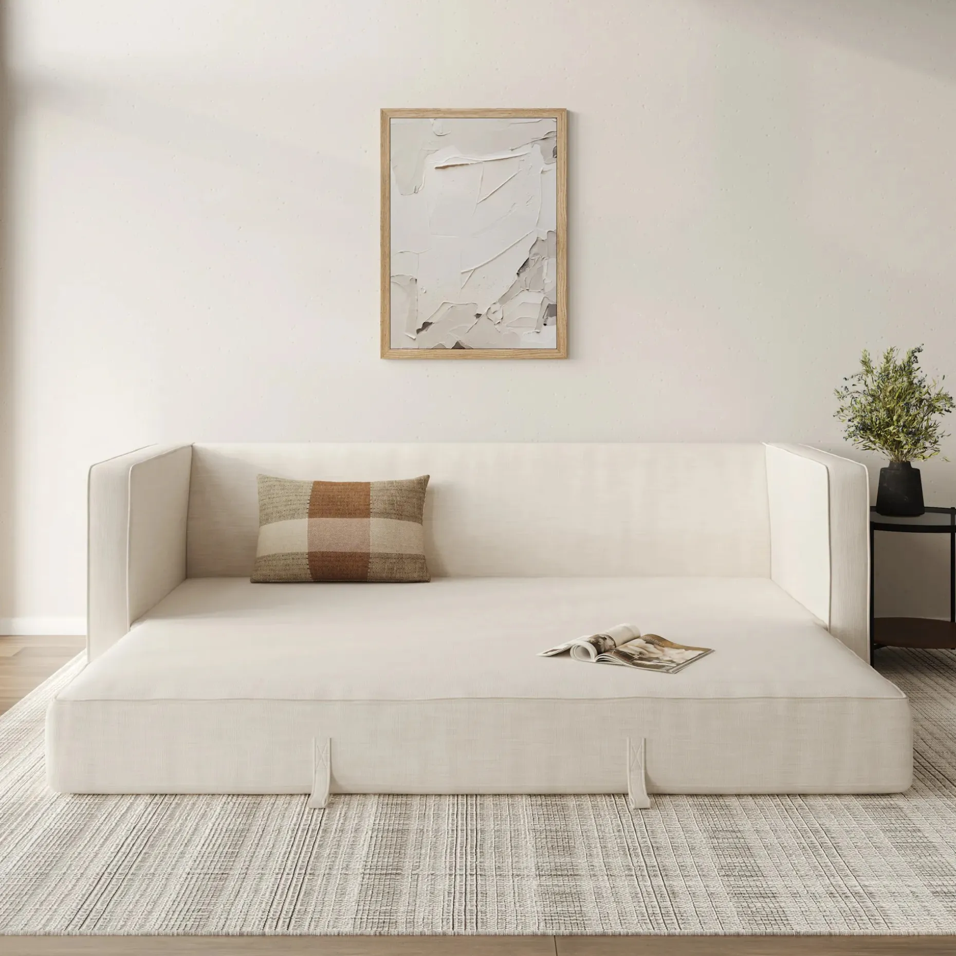 Sven 88" Tufted Sofa Bed - Biscuit Cream
