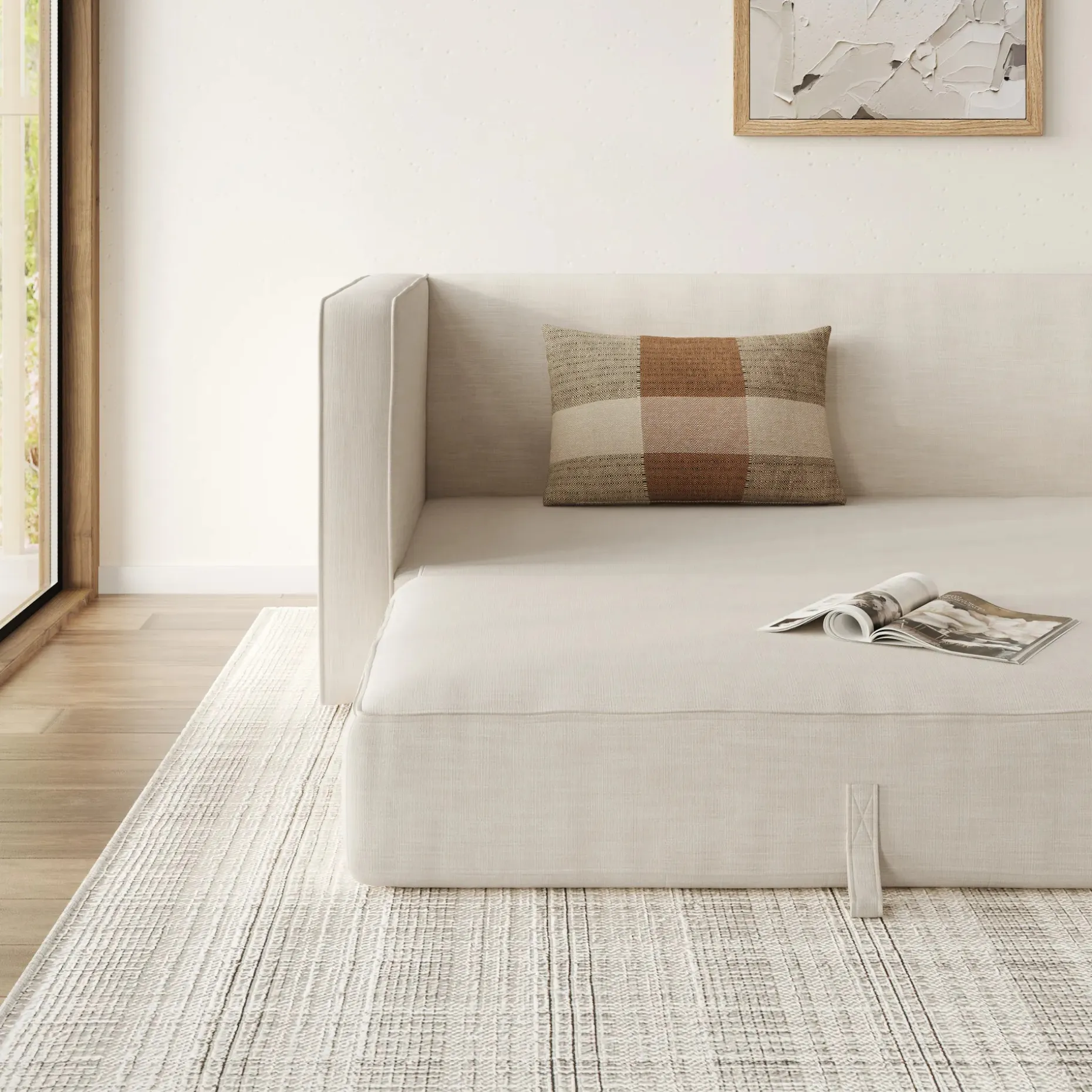 Sven 88" Tufted Sofa Bed - Biscuit Cream