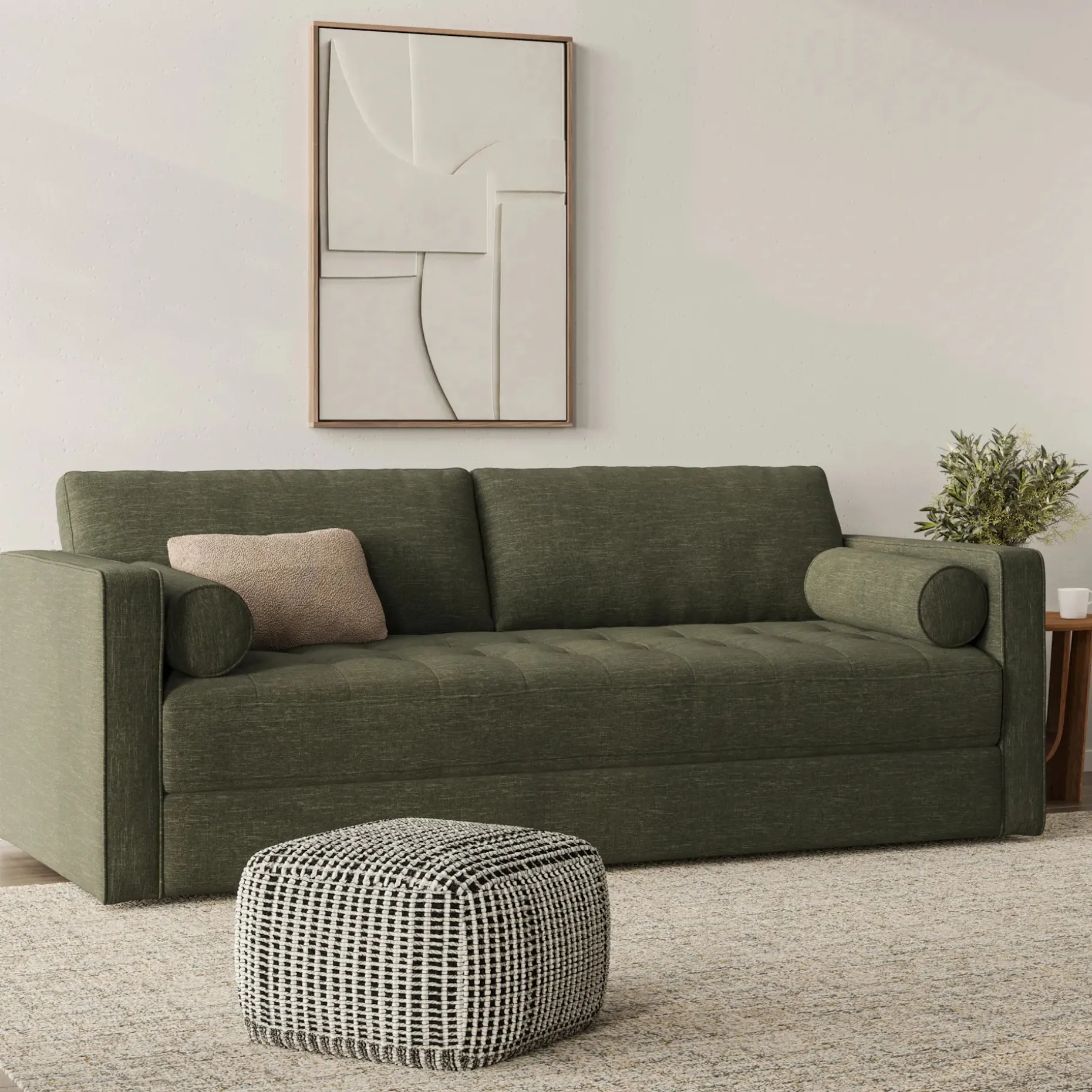 Sven 88" Tufted Sofa Bed - Fir Green