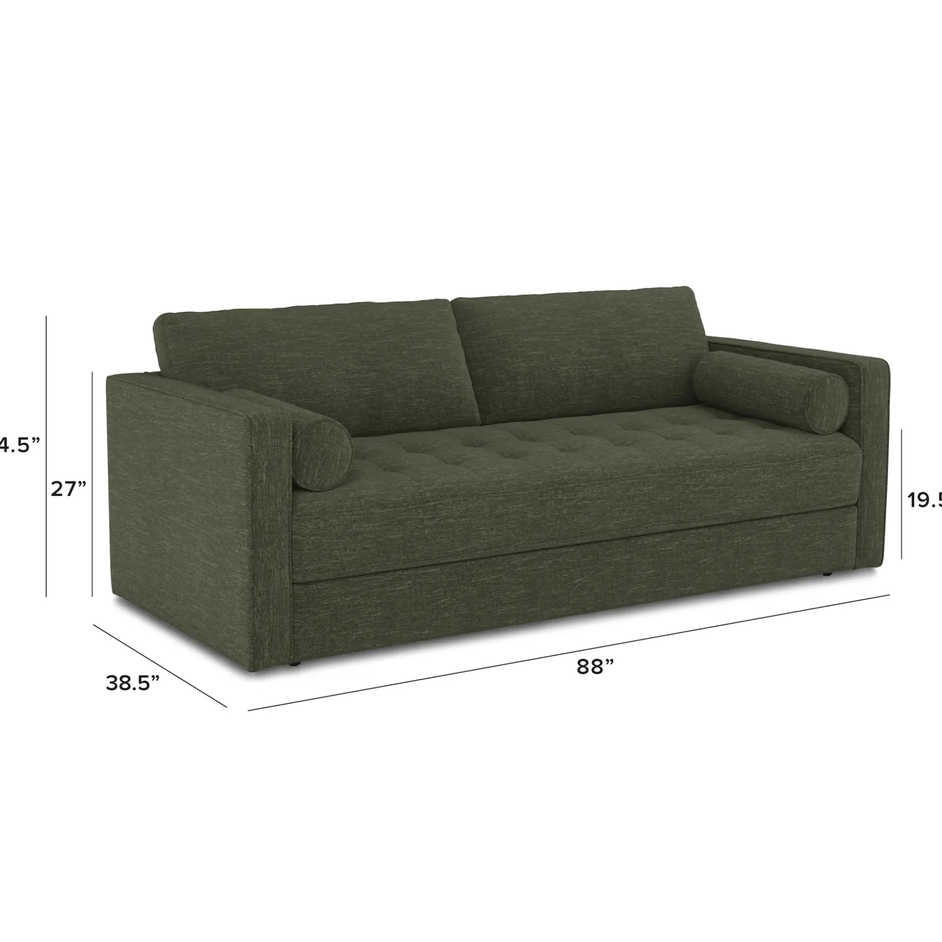 Sven 88" Tufted Sofa Bed - Fir Green