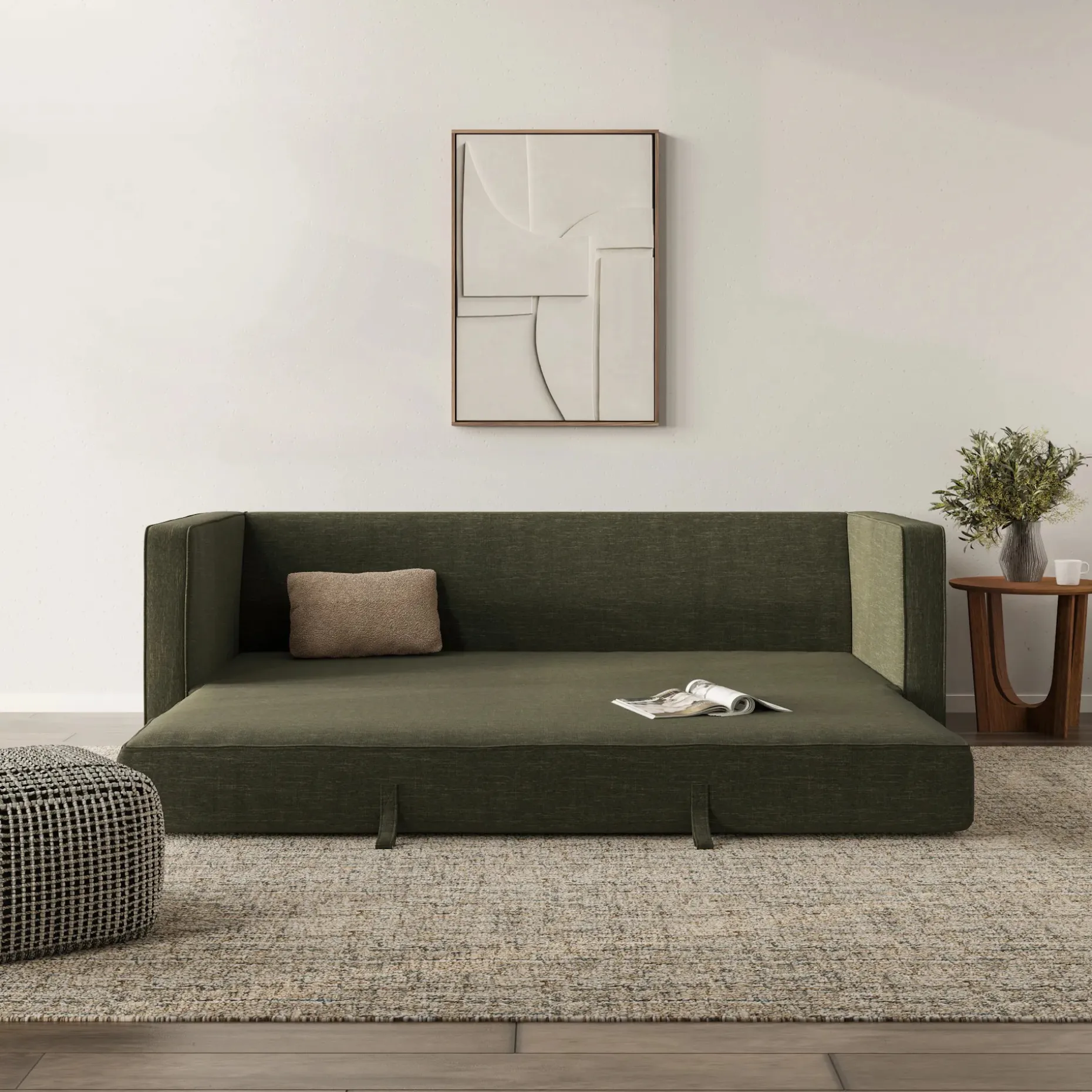 Sven 88" Tufted Sofa Bed - Fir Green