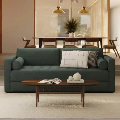 Sven 88" Tufted Sofa Bed - Green Wool Bouclé