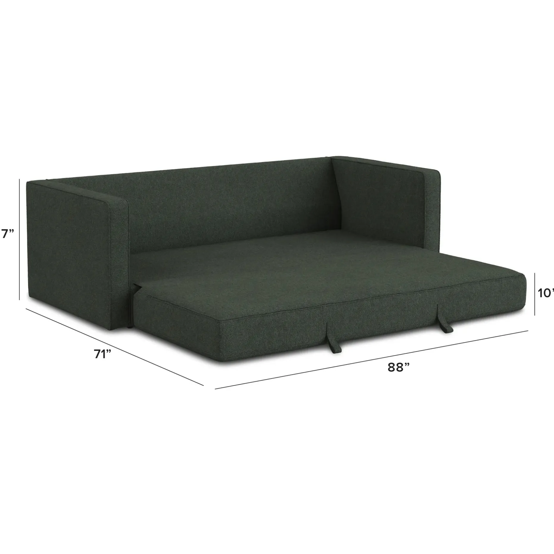Sven 88" Tufted Sofa Bed - Green Wool Bouclé
